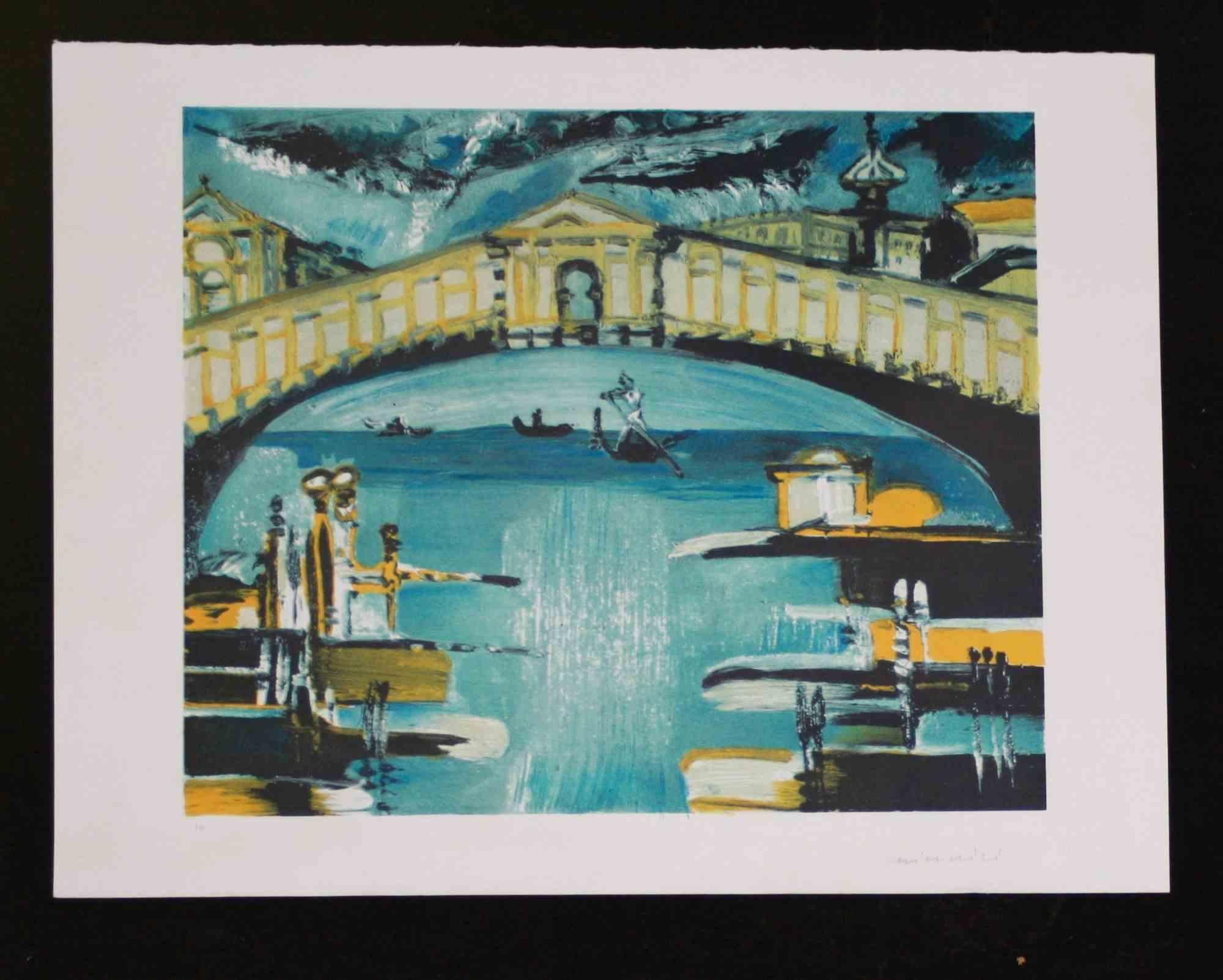 Litografia su carta Magnani-Pescia 310 gr/m2, formato carta 64cm x 50cm, 50cmx41,5cm . Condizioni eccellenti, nessun difetto.

Prova d'artista.

Remo Brindisi (Roma 1918 - Lido di Spina 1996) è stato coinvolto nell'ambiente artistico fin da bambino;