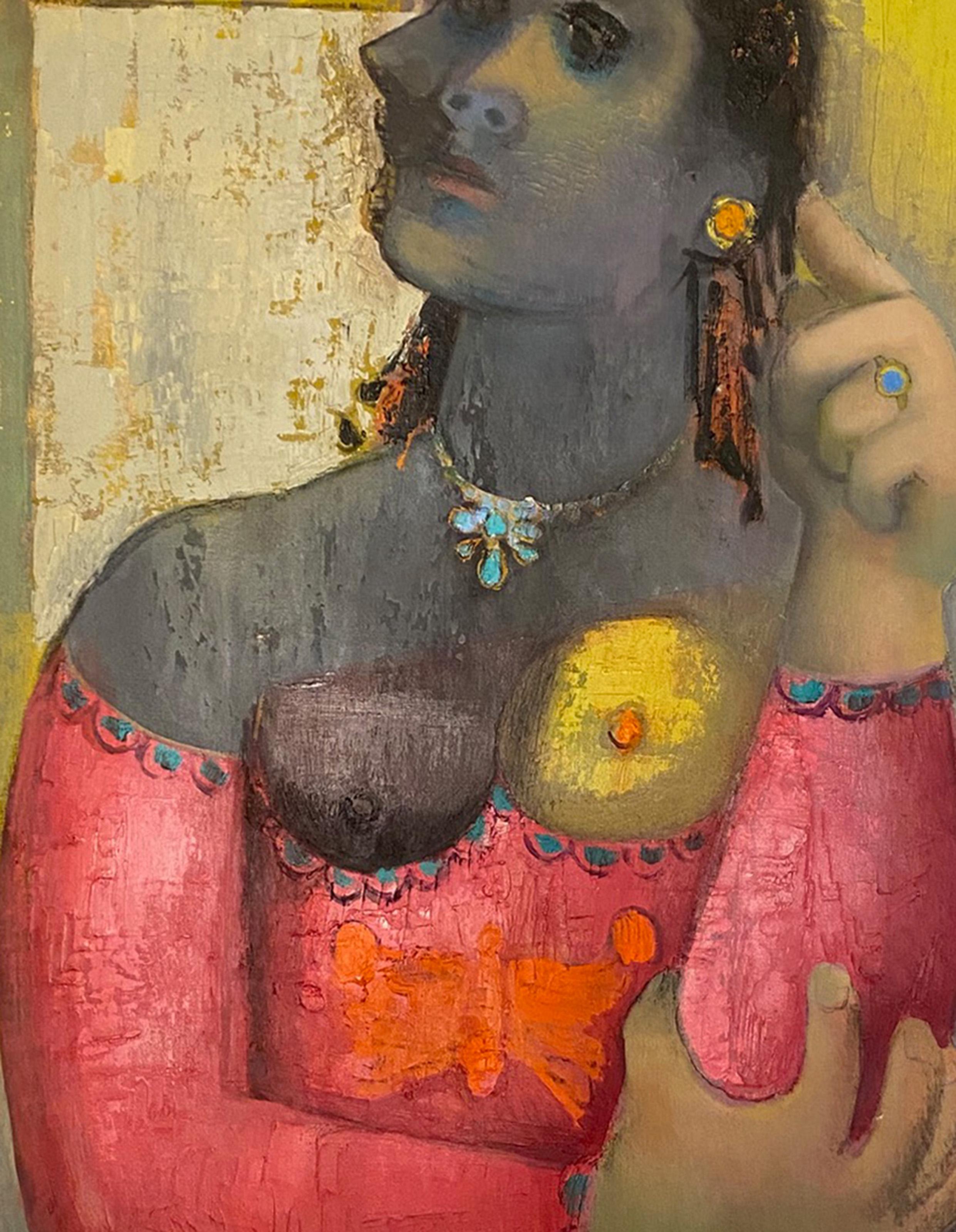 Ragazza del circo, quadro cubista olio su tela di Remo Farruggio in vendita 1