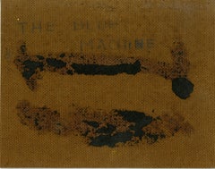 Remo Farruggio -Blue Machine, mid century modern abstract painting signed titled