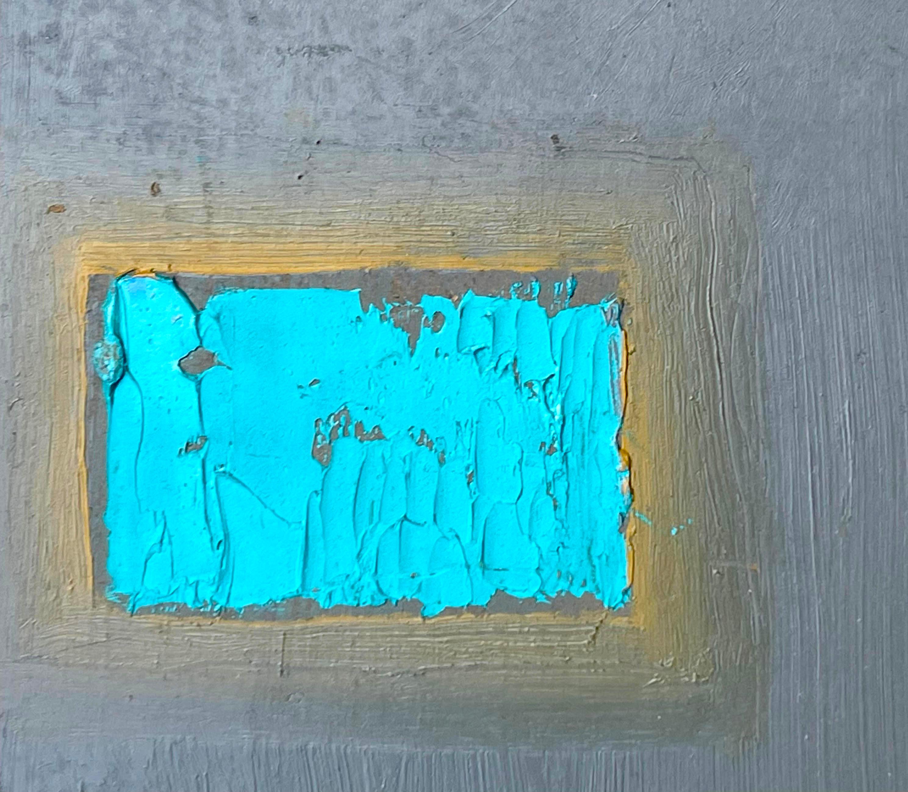 Astrazione moderna senza titolo (dipinto a olio su tavola originale firmato) - Abstract Painting Blu di Remo Farruggio