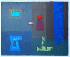Untitled Mid Century Modern abstraction (original signed oil painting on board)