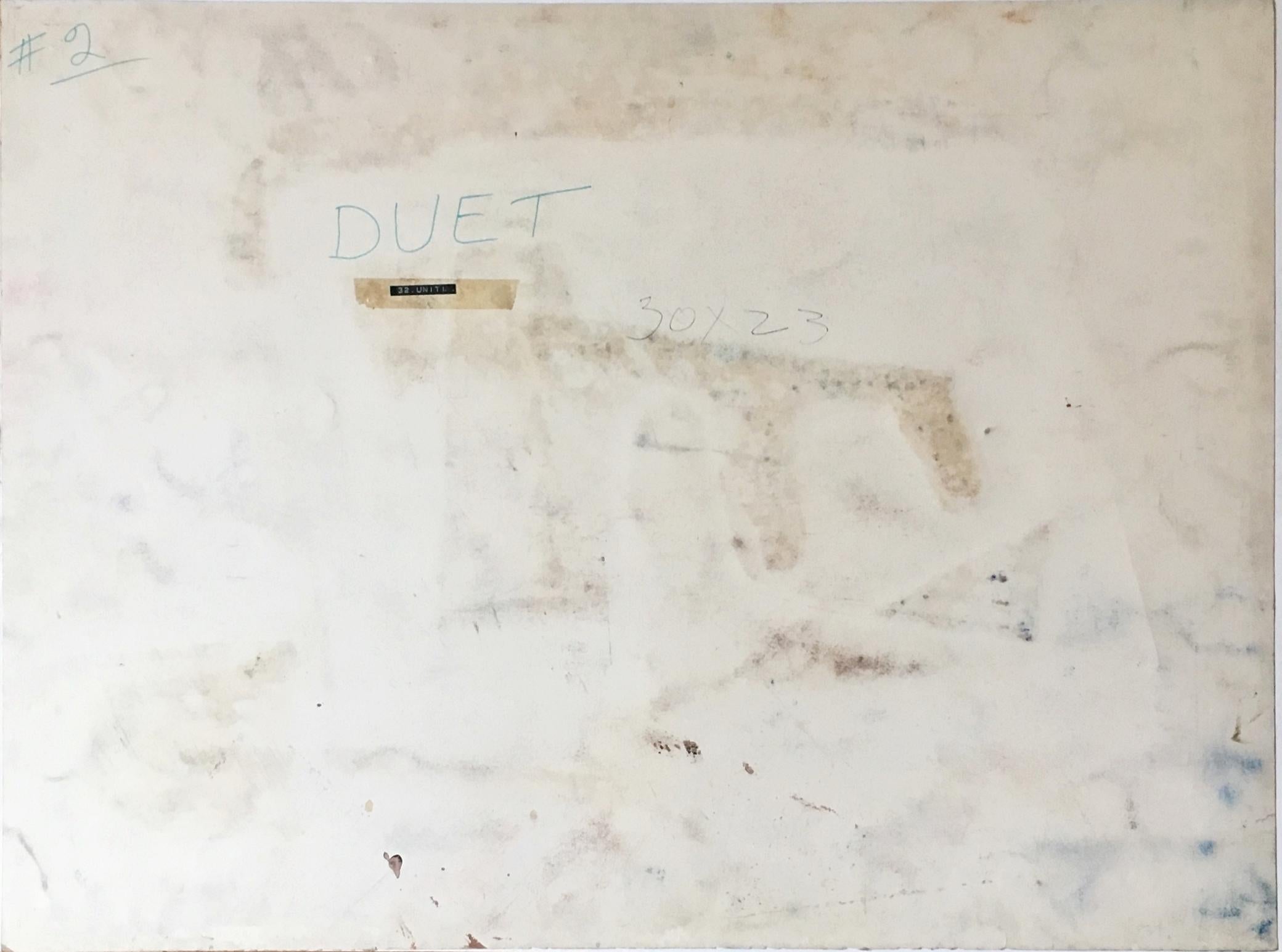 Duet (Mid century modern abstraction) original (unique) painting by renowned  - Abstract Painting by Remo Farrugio