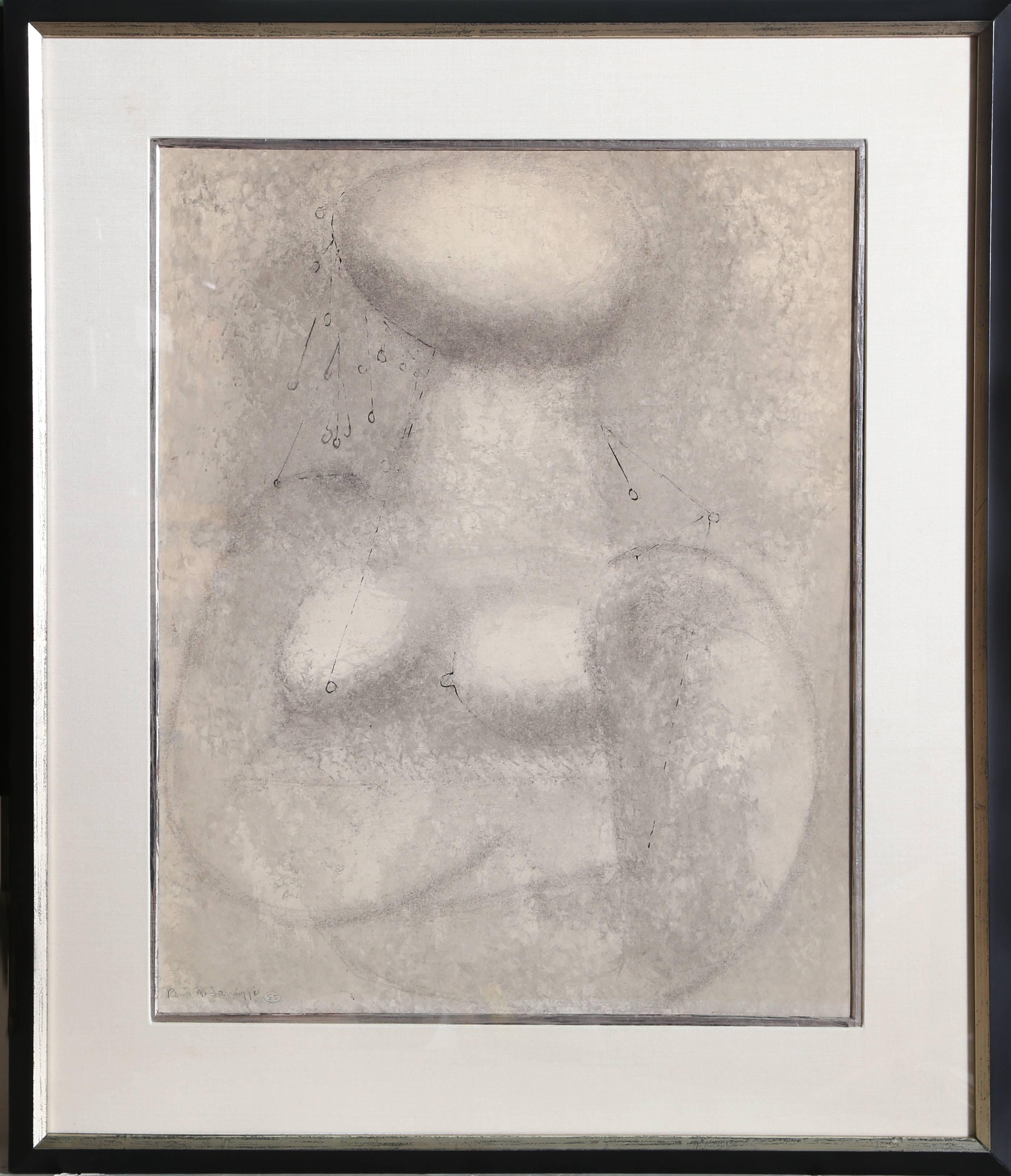Study of a Woman, Abstract Graphite on Paper by Remo Michael Farruggio