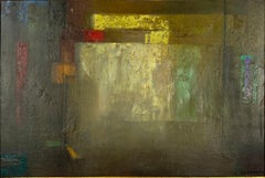 Olio geometrico espressionista astratto su lino Blocchi di diffusione del colore 1967