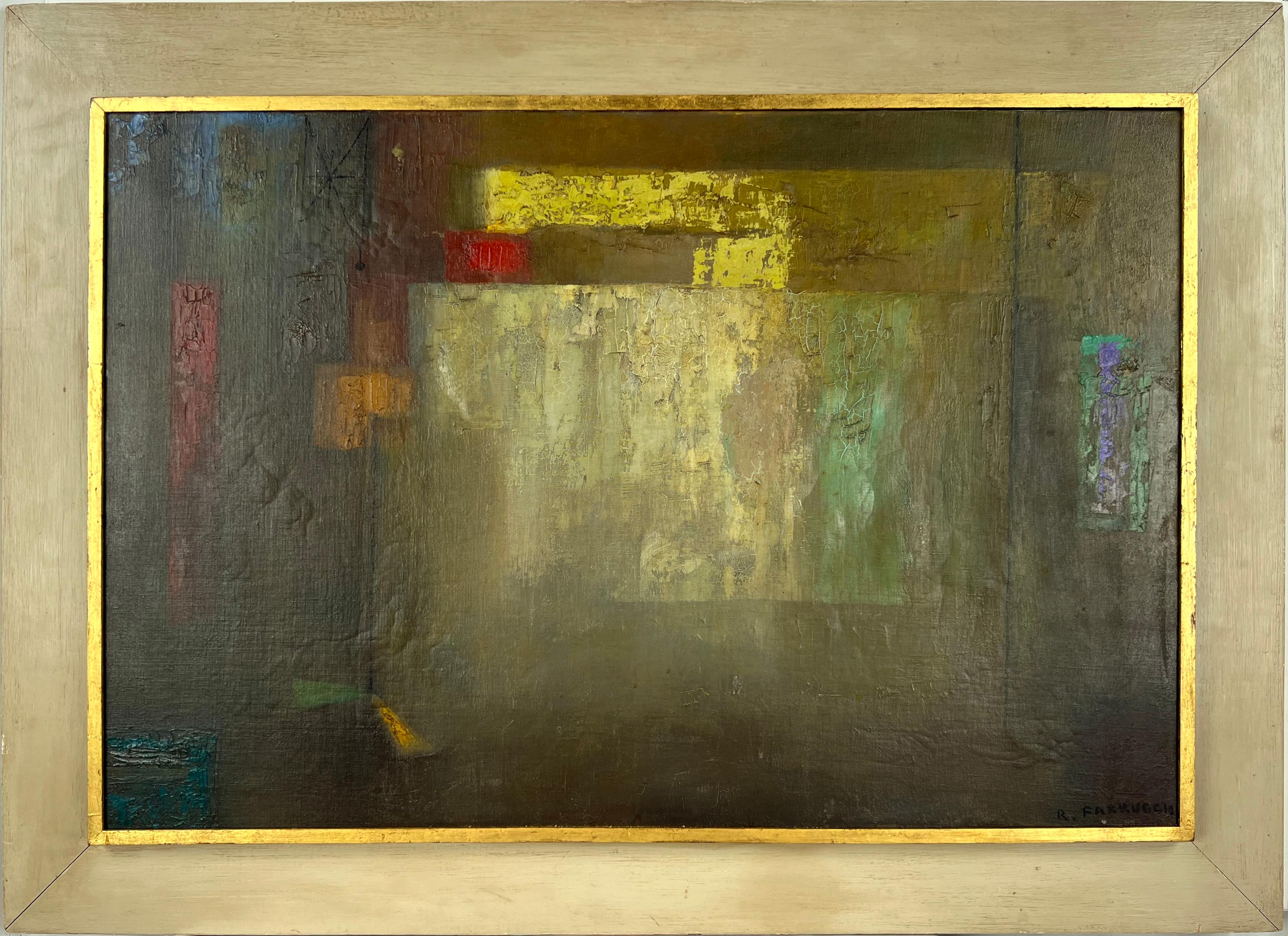 Remo Michael Farruggio Abstract Painting - Abstract Expressionist Geometric Oil on Linen Blocks of Color Diffusion 1967