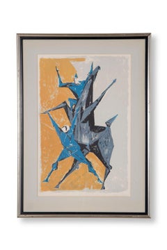 Remo Rossi Clowns & Horse Lithograph Signed & Numbered 65/150 Swiss Modernist