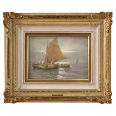 Remo Testa Huile sur toile du 20e siècle Peinture de paysage marin signée par un Italien, 1950