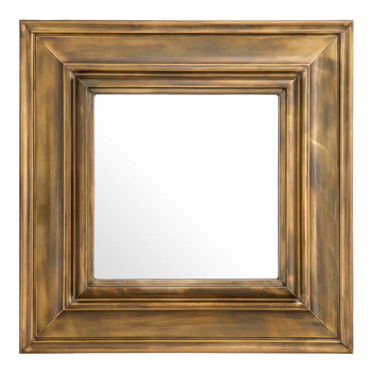 Specchio Remona Square con acciaio inox e ferro
telaio con finitura in ottone vintage e vetro a specchio trasparente.
