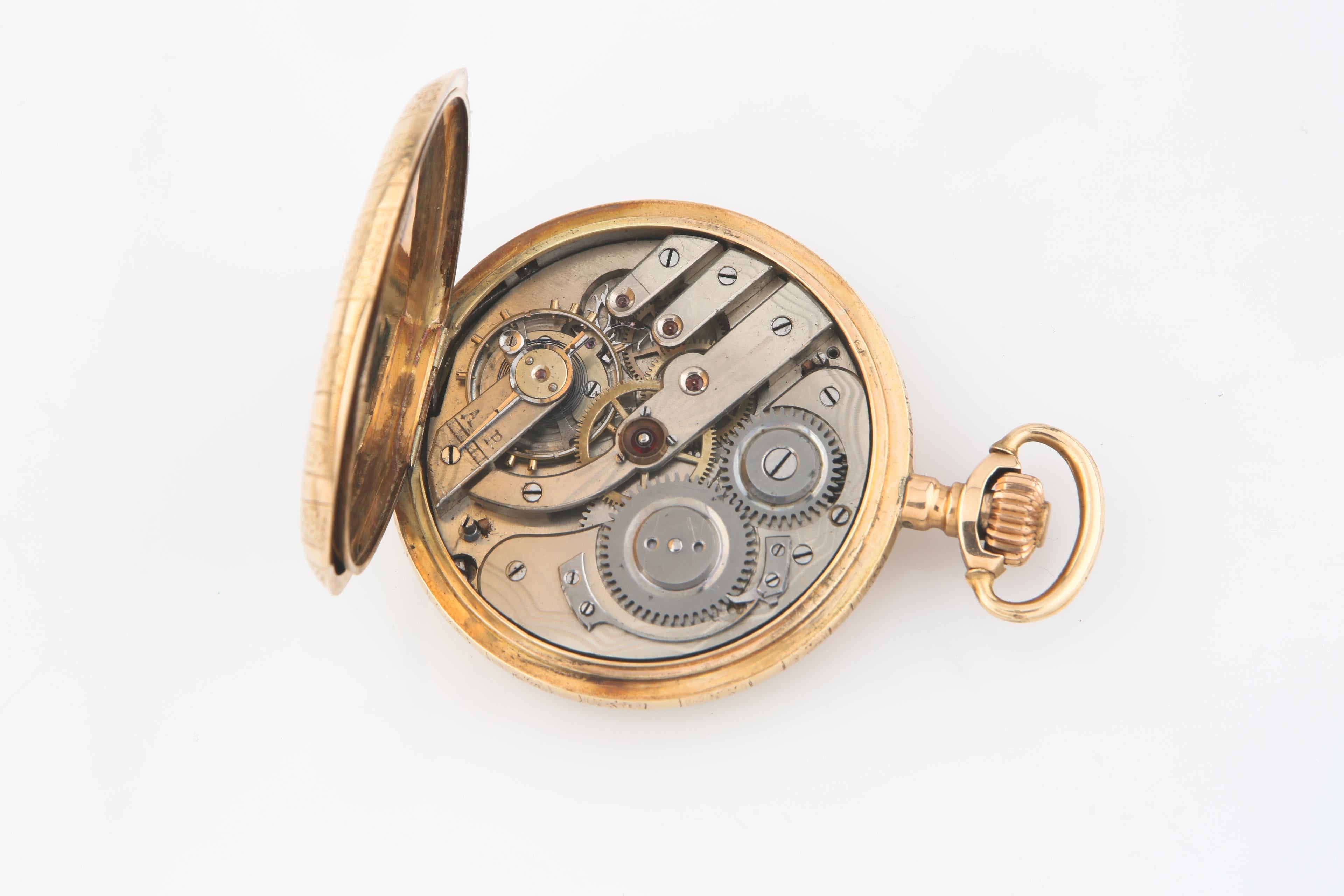 Beautiful Antique Remontoir Pocket Watch w/ Ornate Gold Hands & Dedicated Second Dial
14k Solid Gold Case w/ Beautiful Engraving on Both Sides
Black Roman Numerals
Case Serial #122390
15-Jewel Movement Serial #177390
Total Mass = 73.4 grams
Size