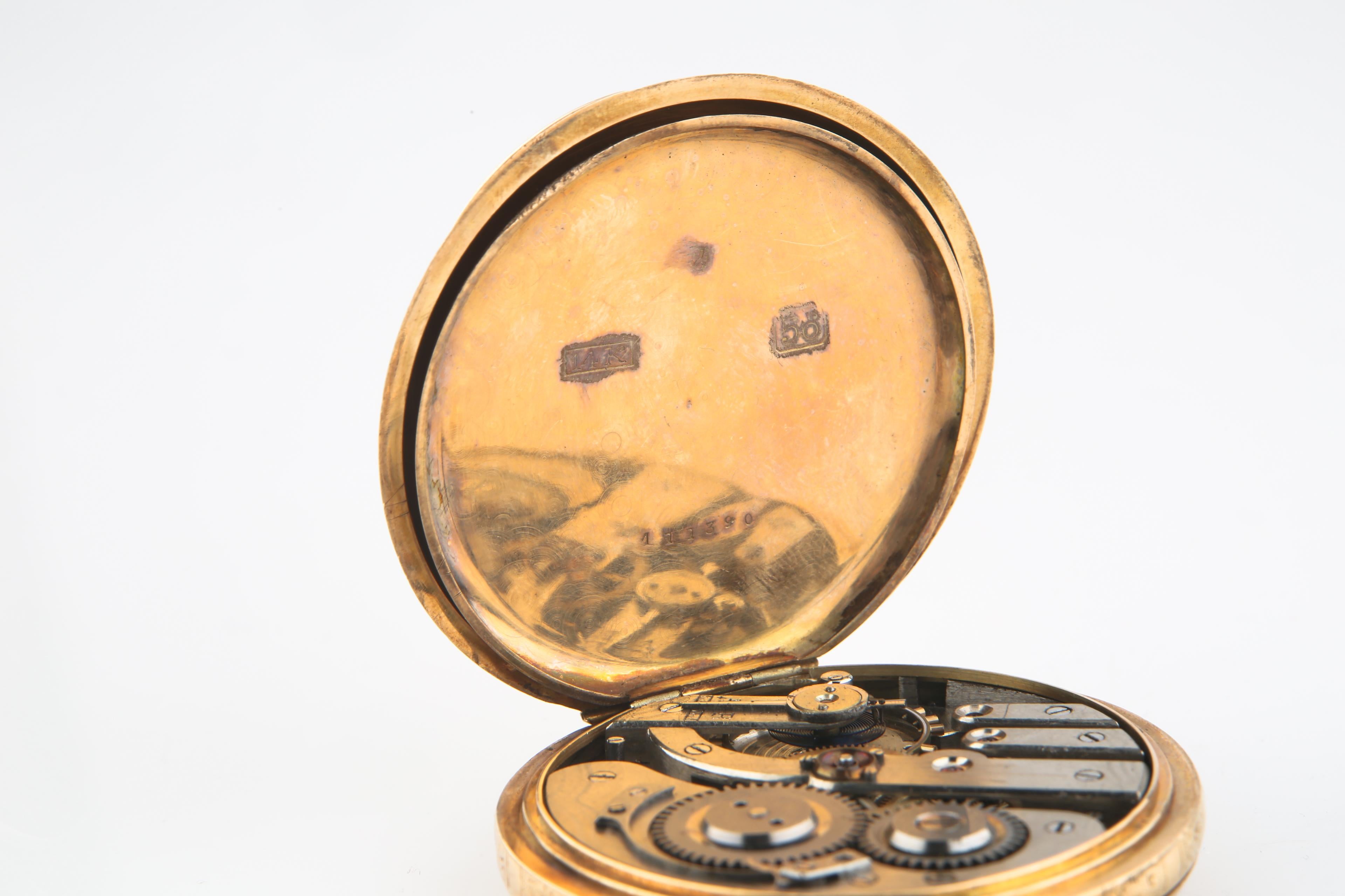 Remontoir 14 Karat Massivgold 15-Schmuck antike Taschenuhr Full Hunter für Damen oder Herren