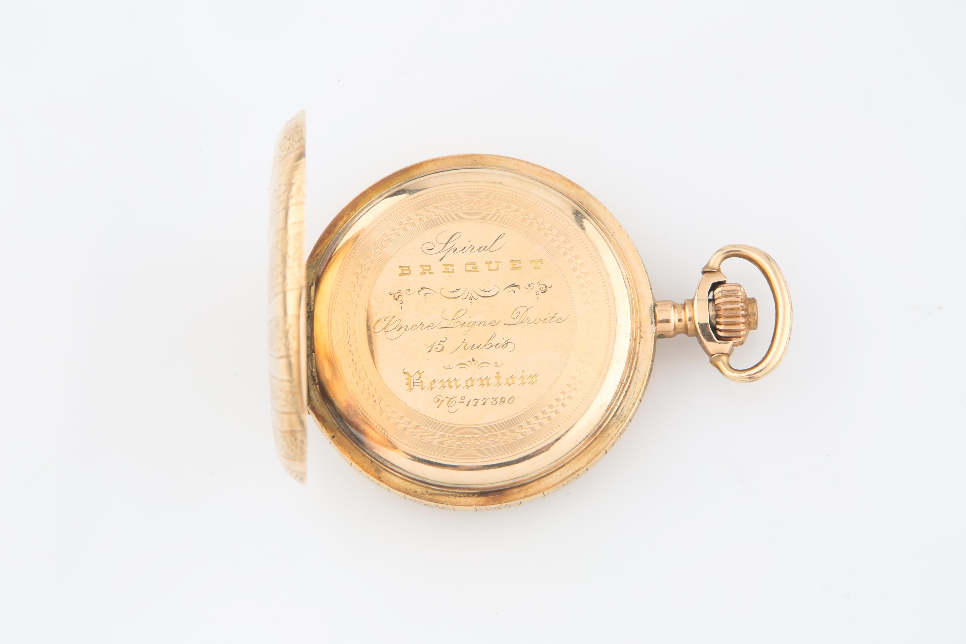 Remontoir 14 Karat Solid Gold 15-Jewel Antique Pocket Watch Full Hunter 1