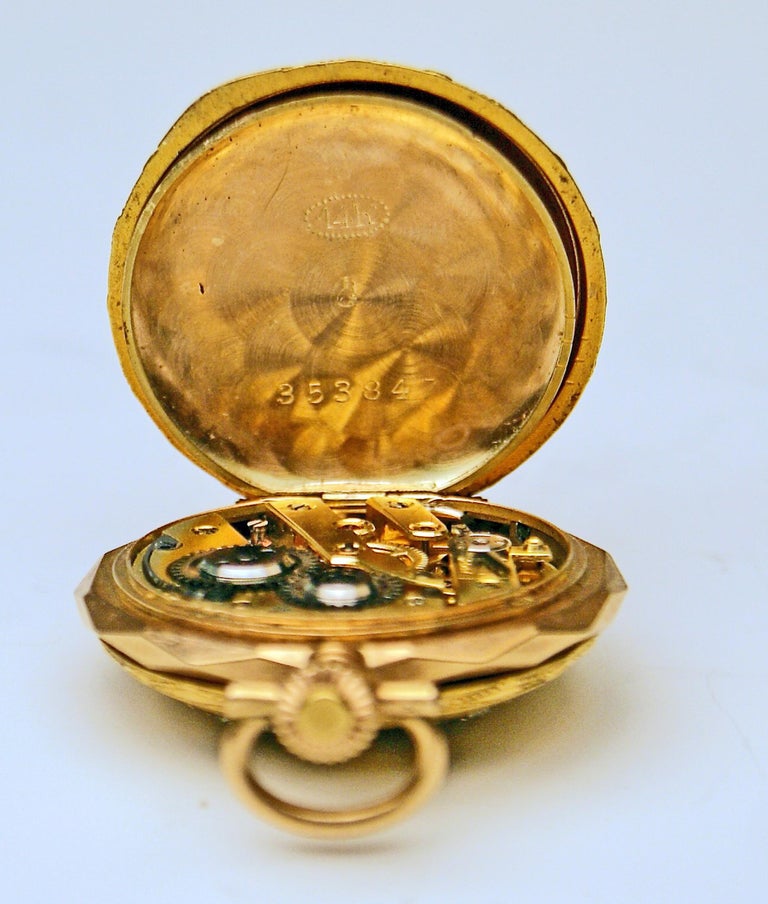 Remontoir Cylindre 10 Rubis Woman's Swiss Pocket Watch 14 Carat Gold ...