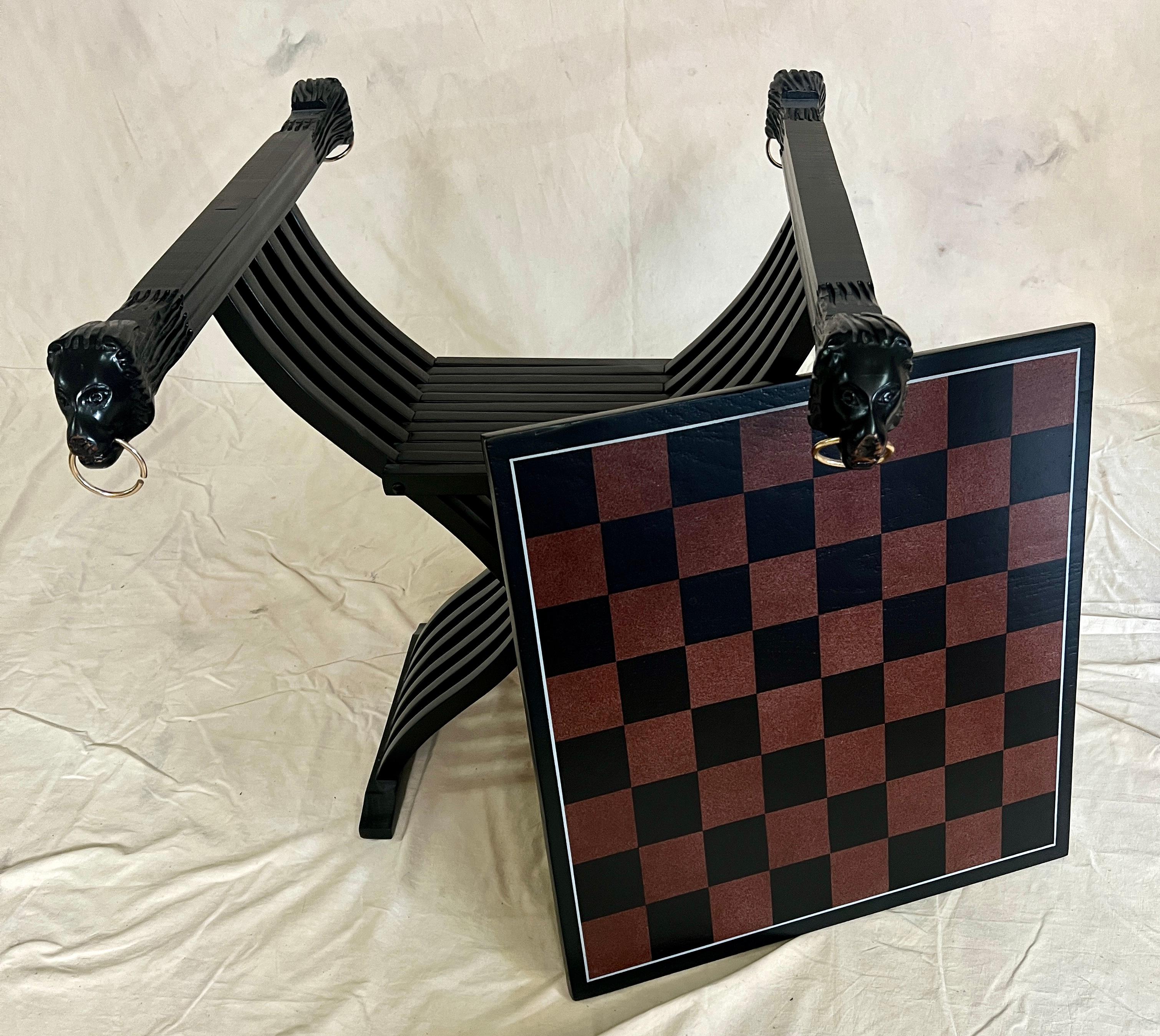 Removable Game Board with Two Savonarola Chairs For Sale 10