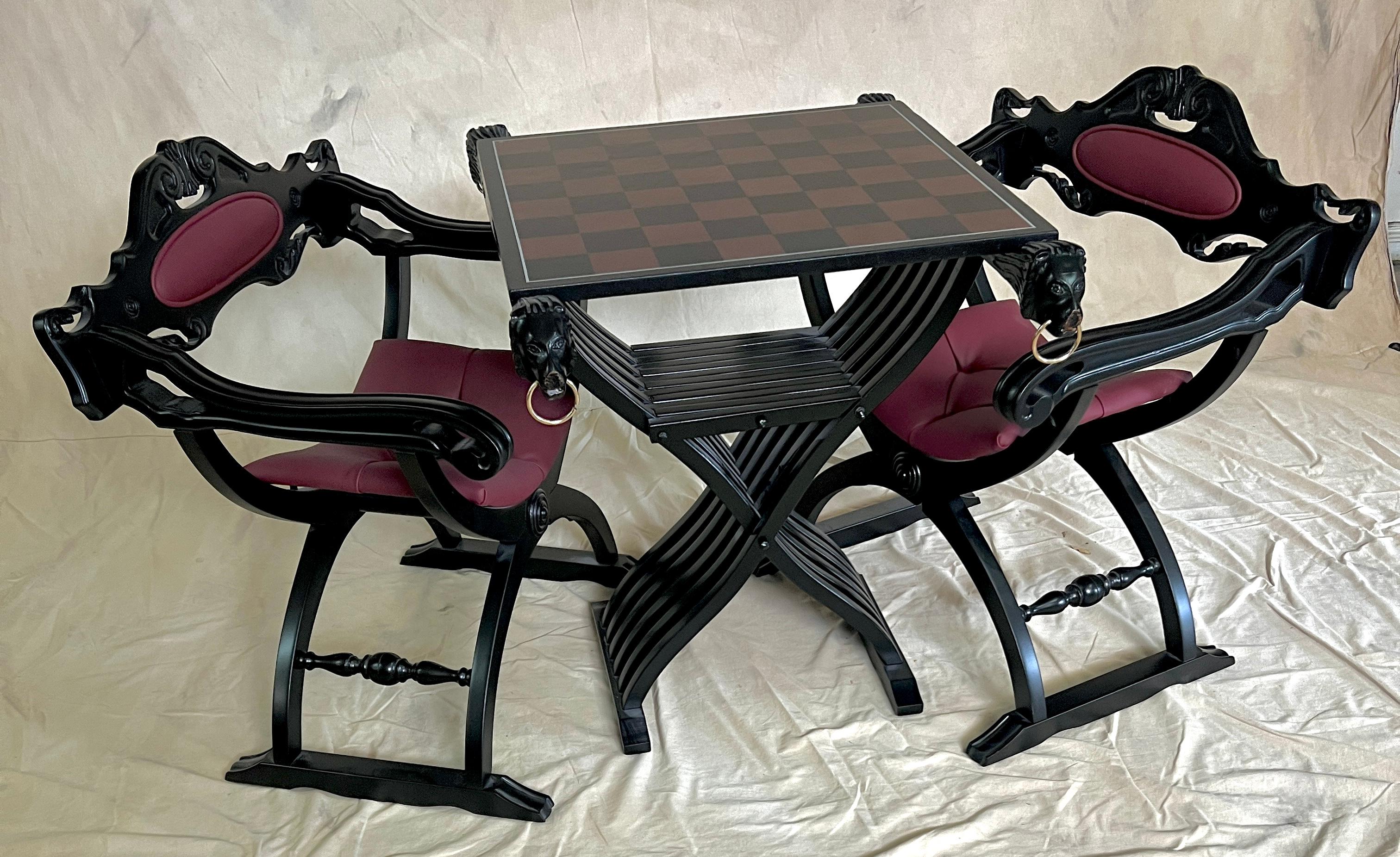 20th Century Removable Game Board with Two Savonarola Chairs For Sale