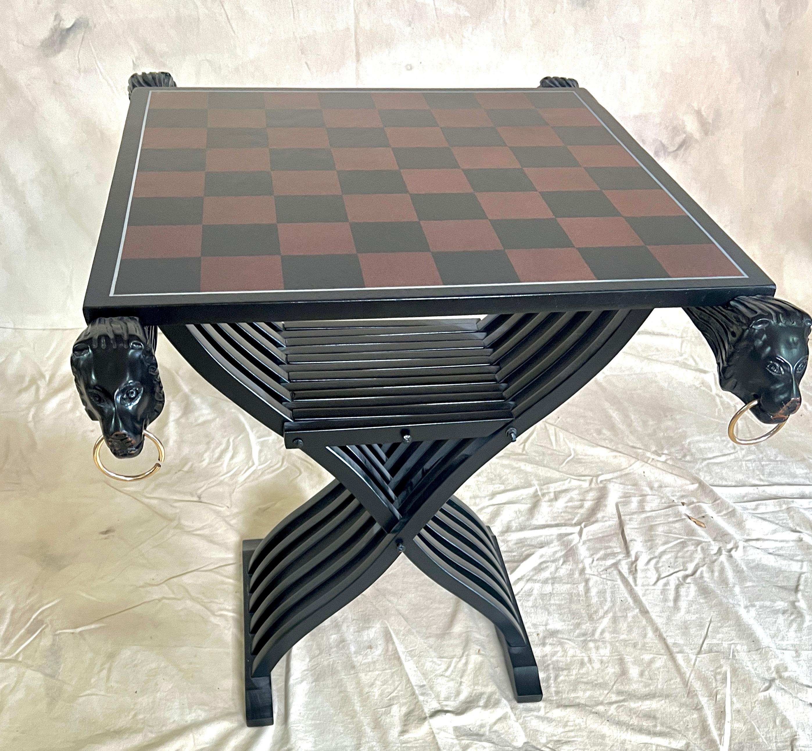 Removable Game Board with Two Savonarola Chairs For Sale 1