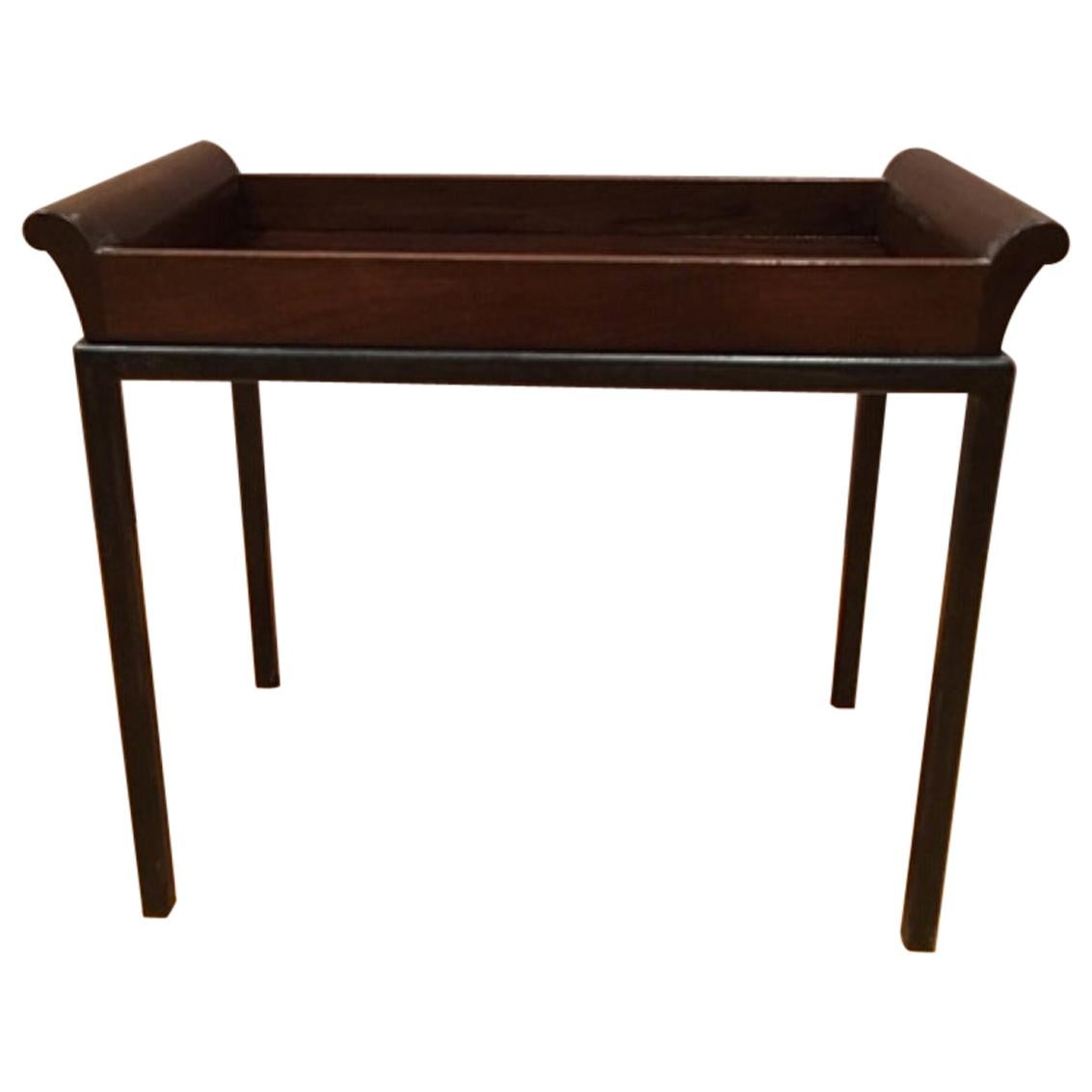 Removable Tray Side Table in Solid Walnut For Sale