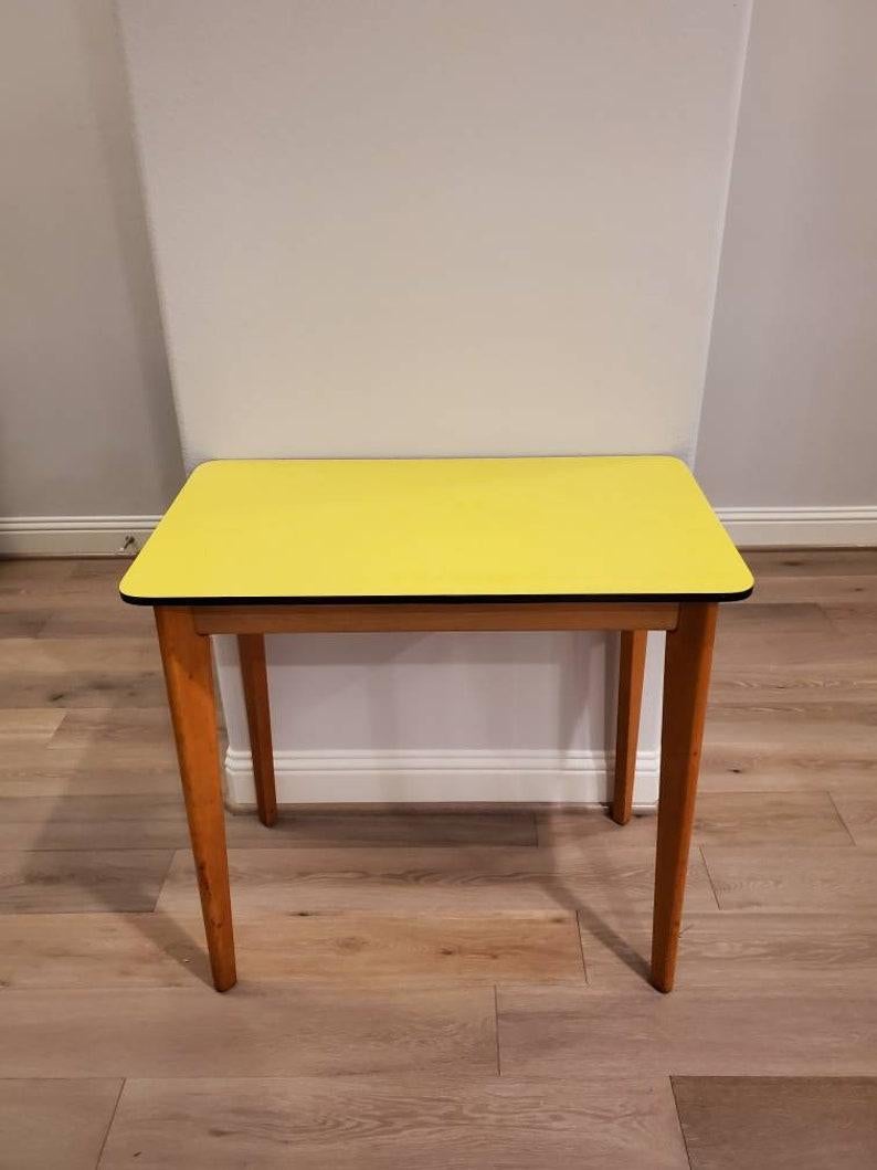 English Remploy Mid-Century Modern Formica Teak Table