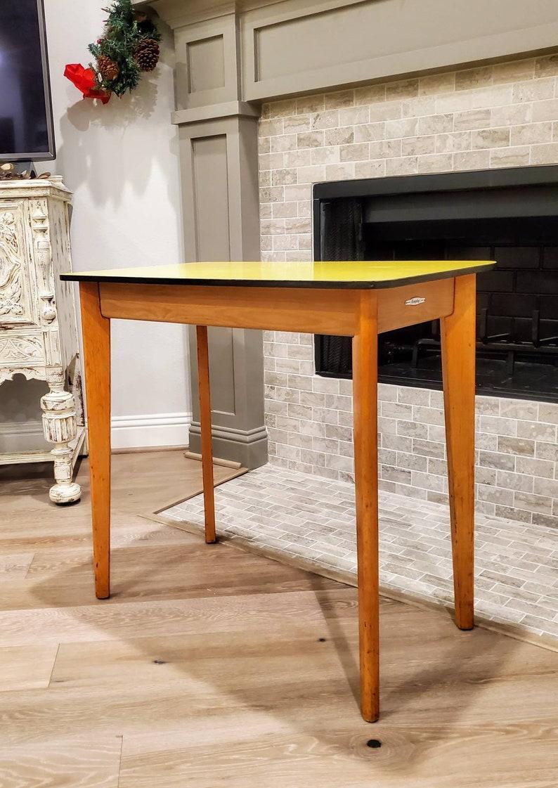 Remploy Mid-Century Modern Formica Teak Table In Good Condition In Forney, TX