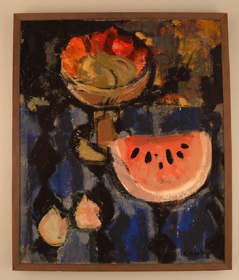 Remy Casabo (1929-1988), France. Oil on canvas. 
Modernist still life. Mid-20th century.
The canvas measures: 54 x 45 cm.
The frame measures: 1.5 cm.
In excellent condition.
Signed.