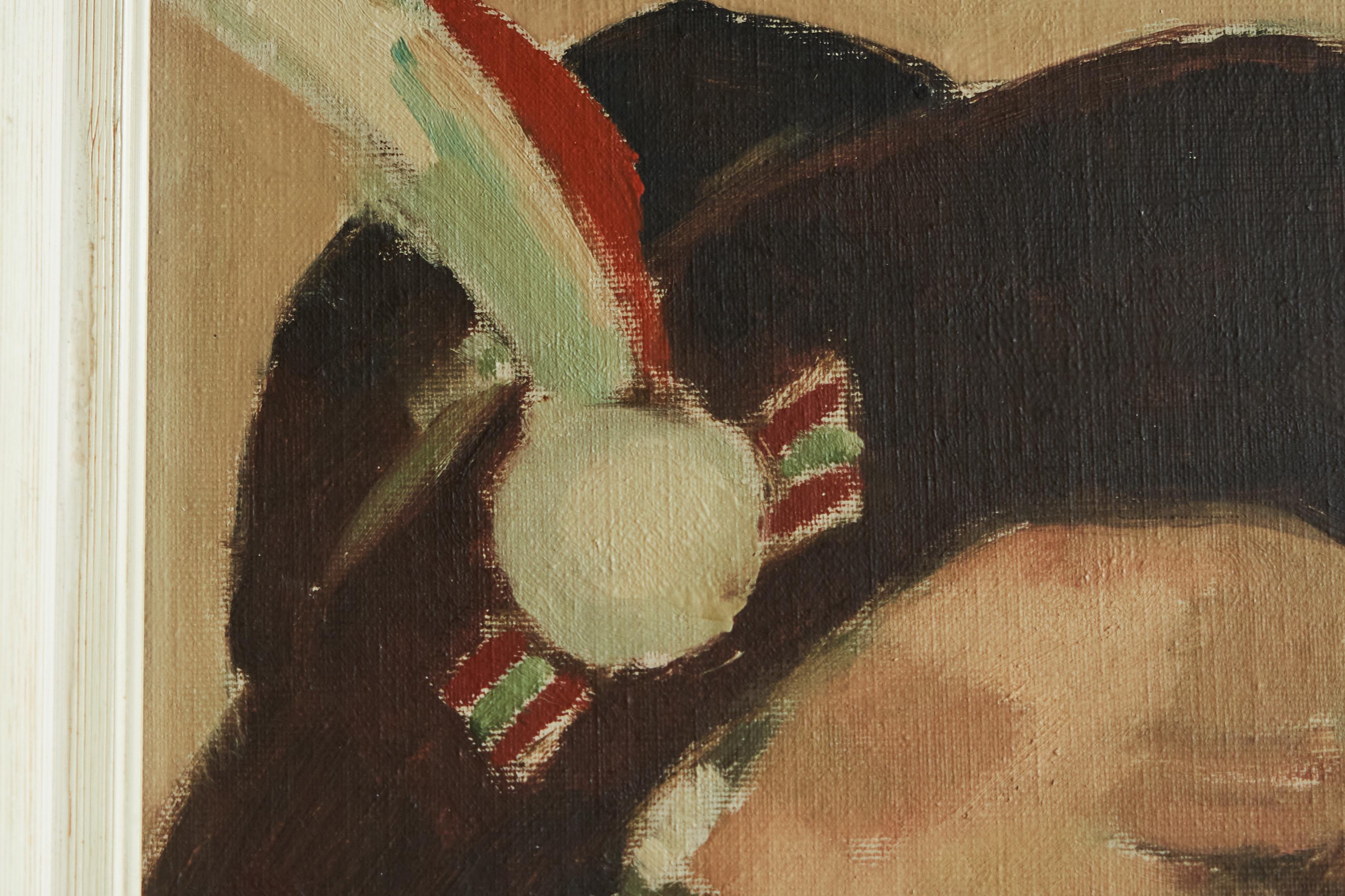 Remy de Pillecyn 'Man met hoed' Oil on Canvas Belgium 1964 In Good Condition For Sale In Meer, VAN