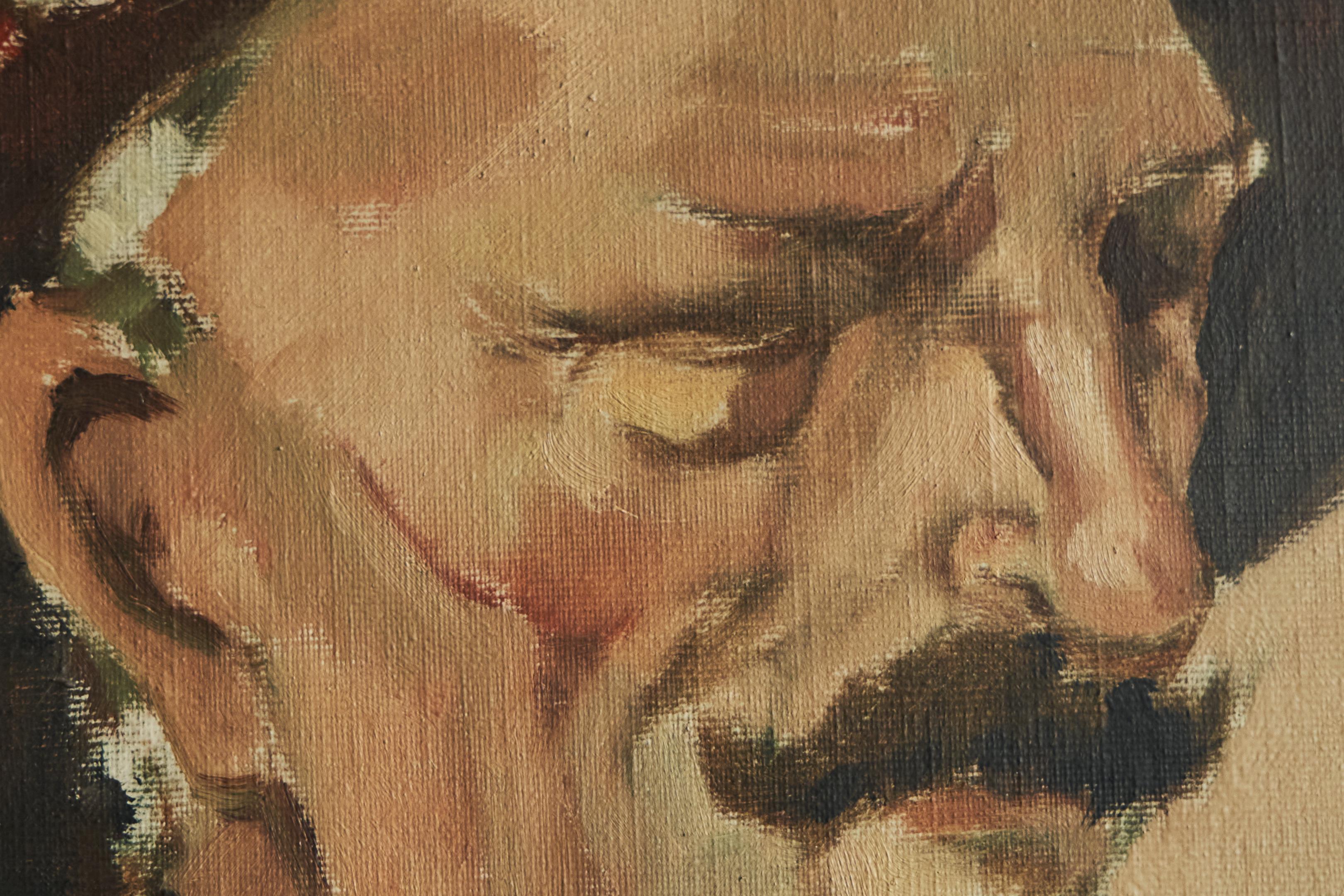20th Century Remy de Pillecyn 'Man met hoed' Oil on Canvas Belgium 1964 For Sale