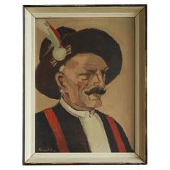 Remy de Pillecyn 'Man met hoed' Oil on Canvas Belgium 1964