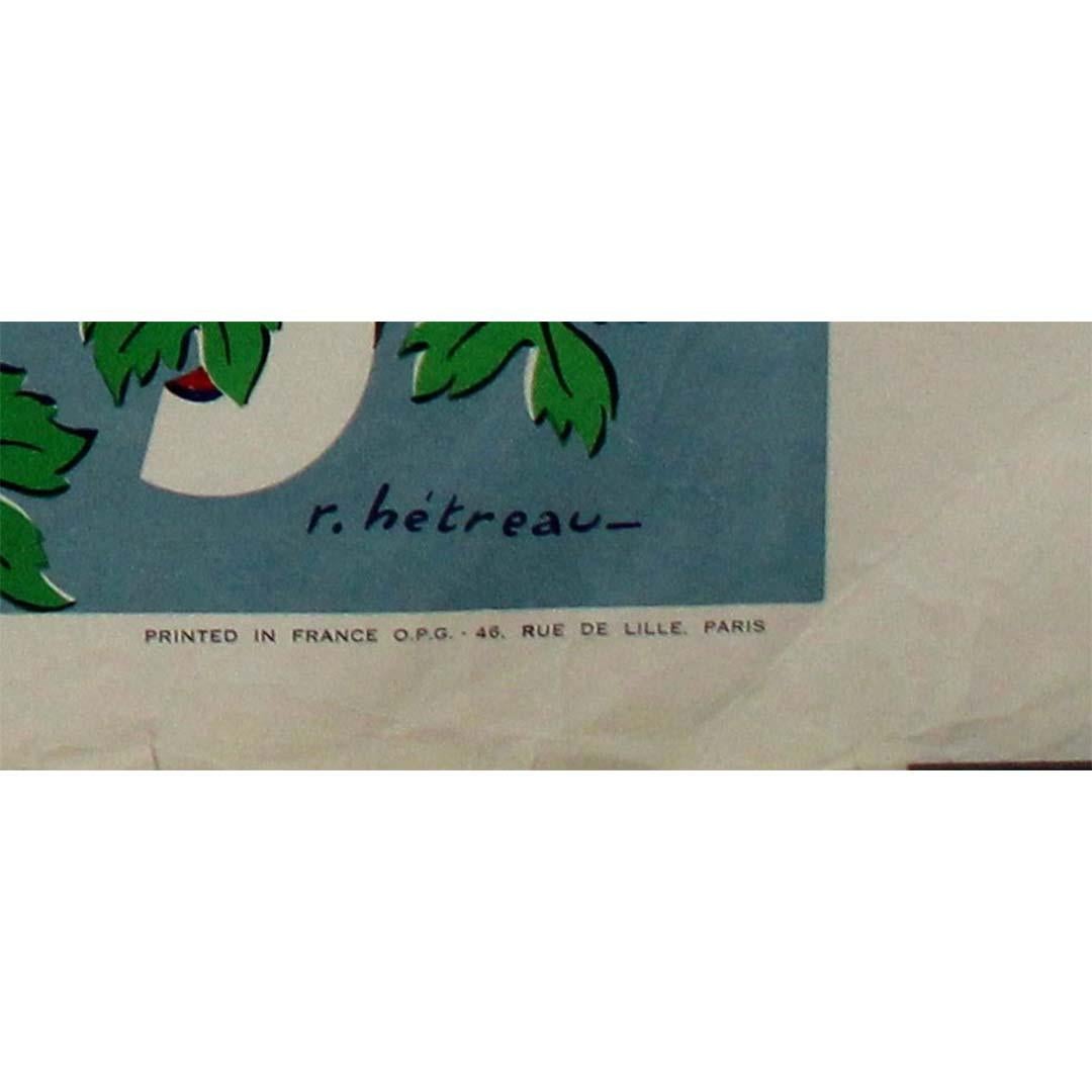 Stunning illustrated wine map by French artist Rémy Hétreau in the 1950s For Sale 1