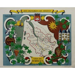 Stunning illustrated wine map by French artist Rémy Hétreau in the 1950s