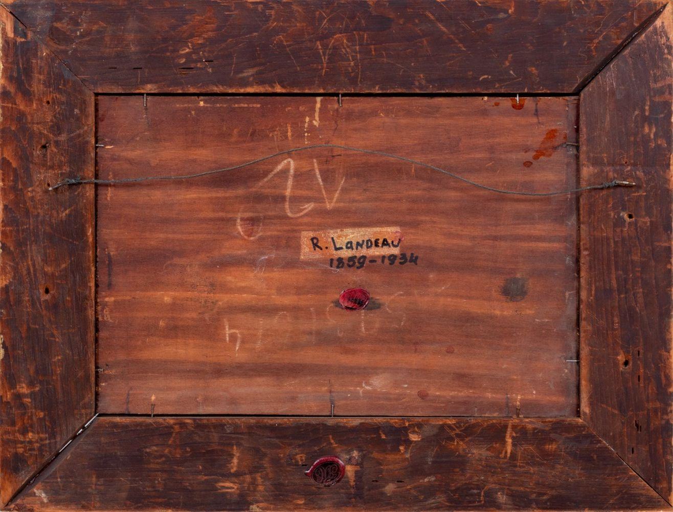 Remy E. Landeau (Franzose, 1859-1934), Winterliche Straßenszene, Öl auf Holzplatte, signiert 