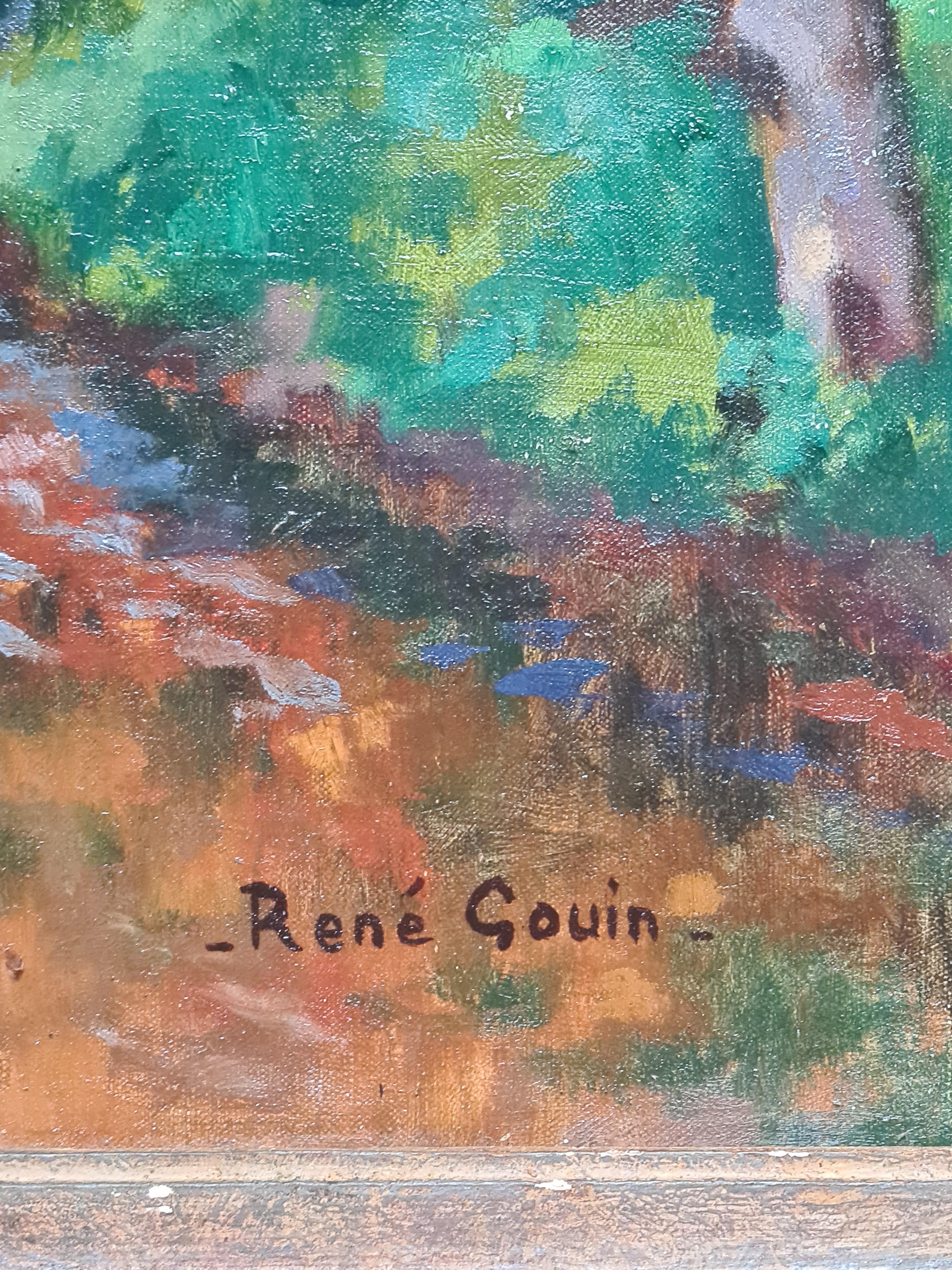Huile sur toile impressionniste française, Pique-nique au bord de la rivière Déjeuner sur l'herbe en vente 2