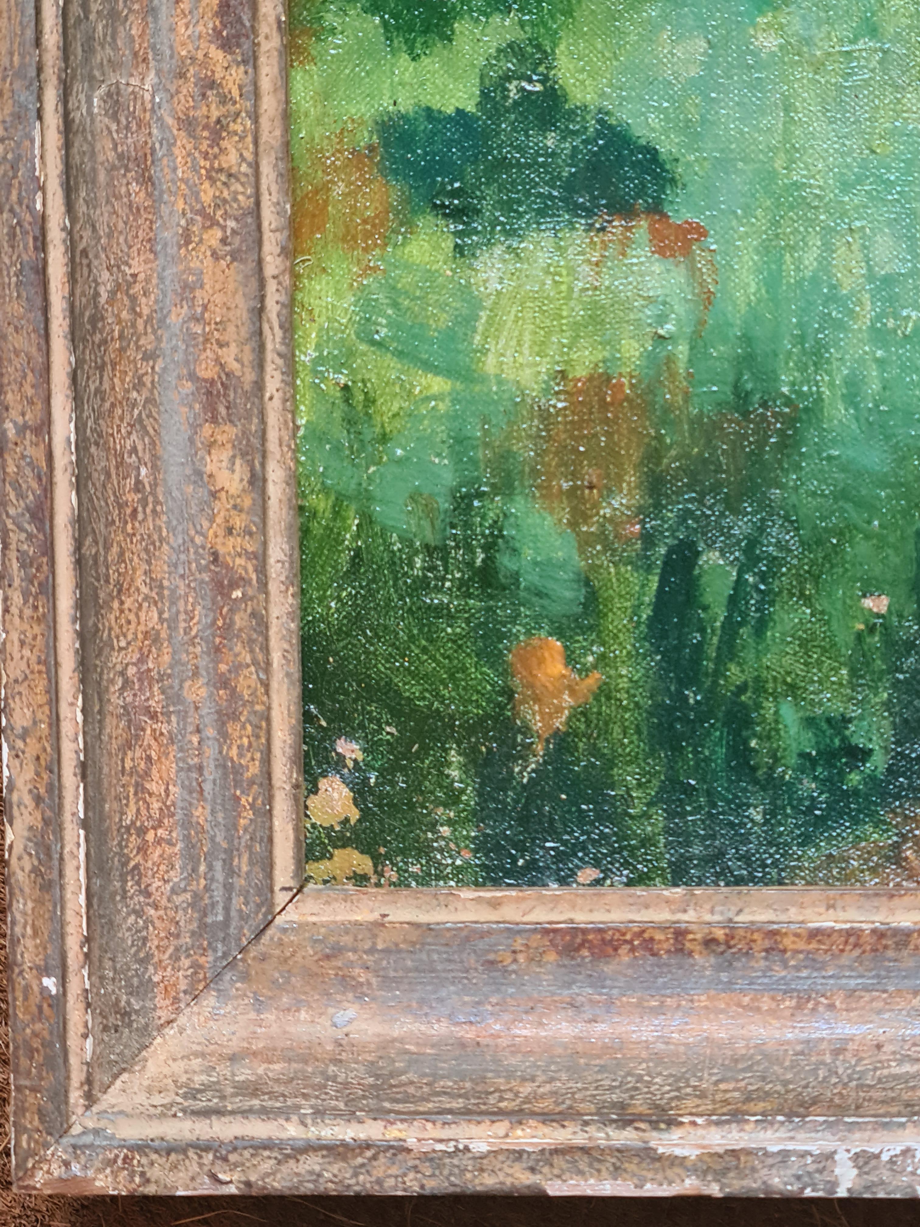 Huile sur toile impressionniste française, Pique-nique au bord de la rivière Déjeuner sur l'herbe en vente 4
