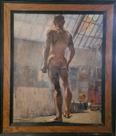 The Model, Life Drawing. Large Scale French Post-Impressionist Oil on Canvas.