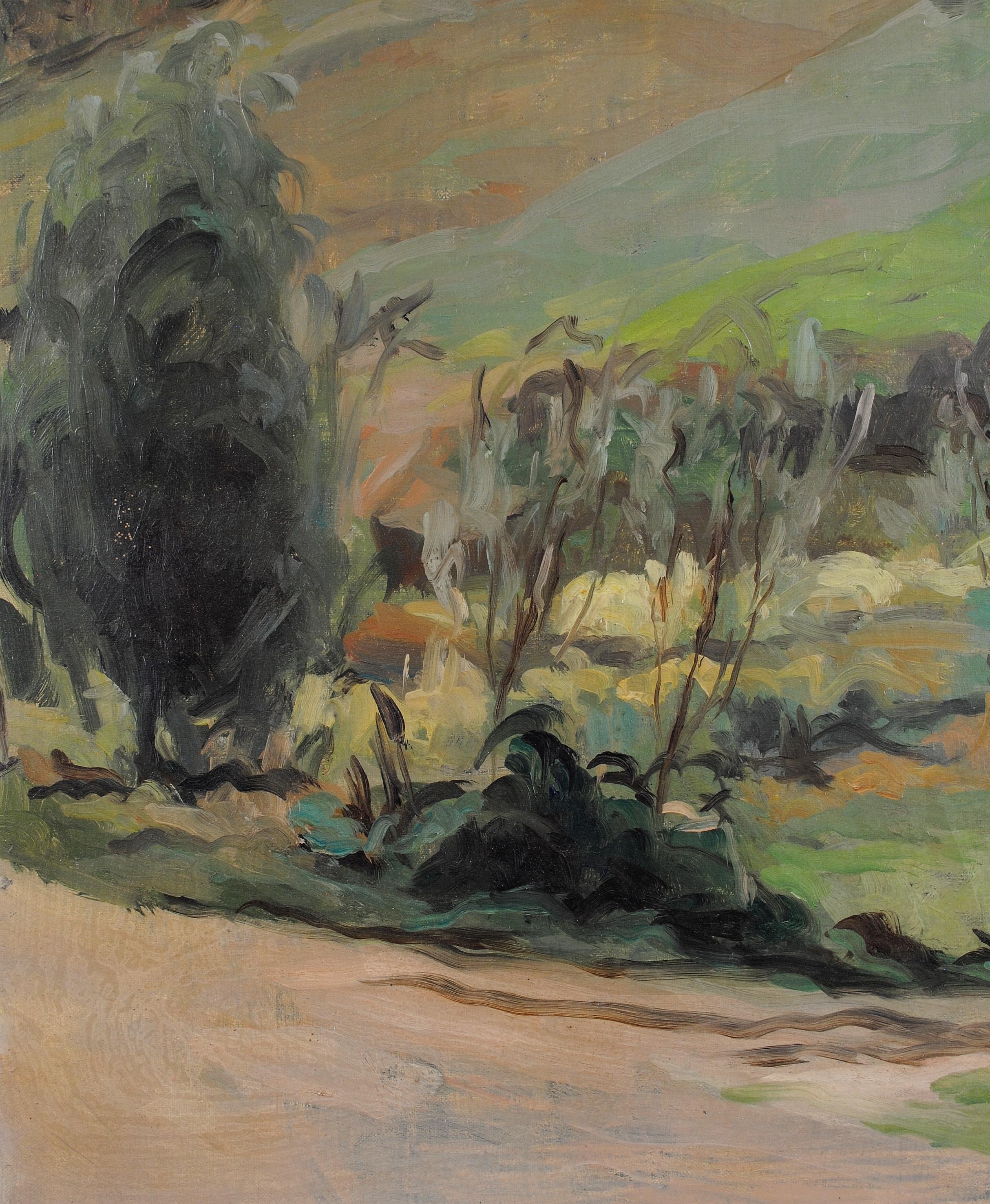 Landscape in Haute Loire - French Impressionist Hay Bale Oil on Canvas Painting For Sale 2