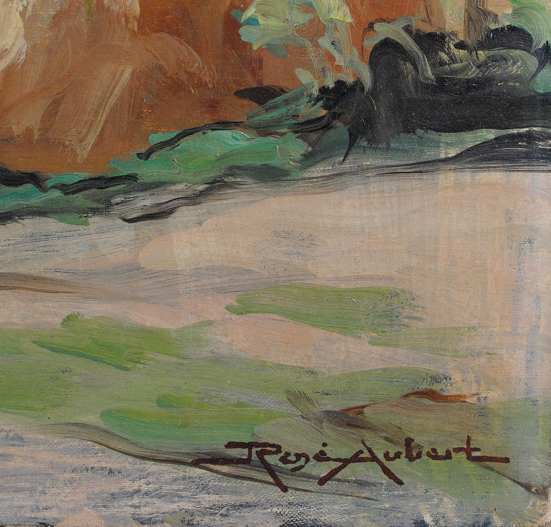 Landscape in Haute Loire - French Impressionist Hay Bale Oil on Canvas Painting For Sale 3