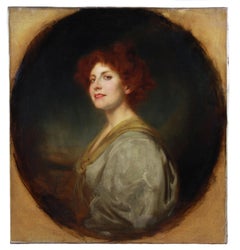 Retrato firmado de René Avigdor de una belleza pelirroja, óleo francés de la Belle Époque, hacia 1898