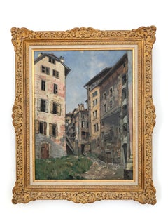 Village de Montagne Oil on Canvas, Signed, Post-Impressionist, 1930