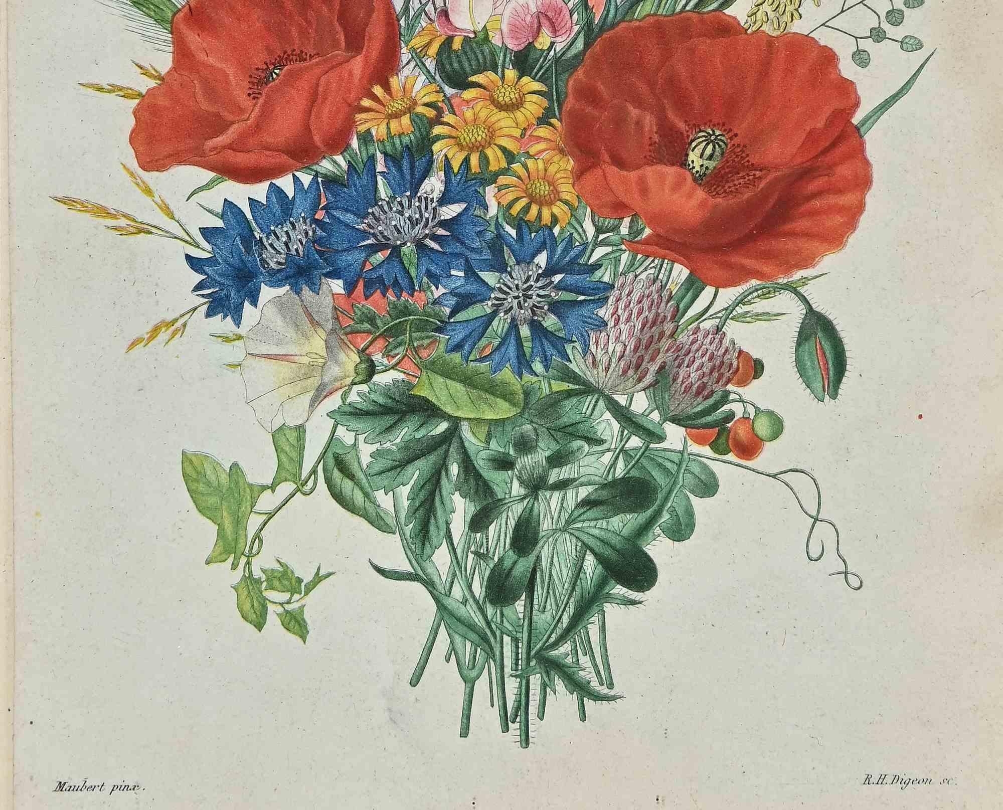 Wildflowers - Etching by René Digeon - 19th century 1