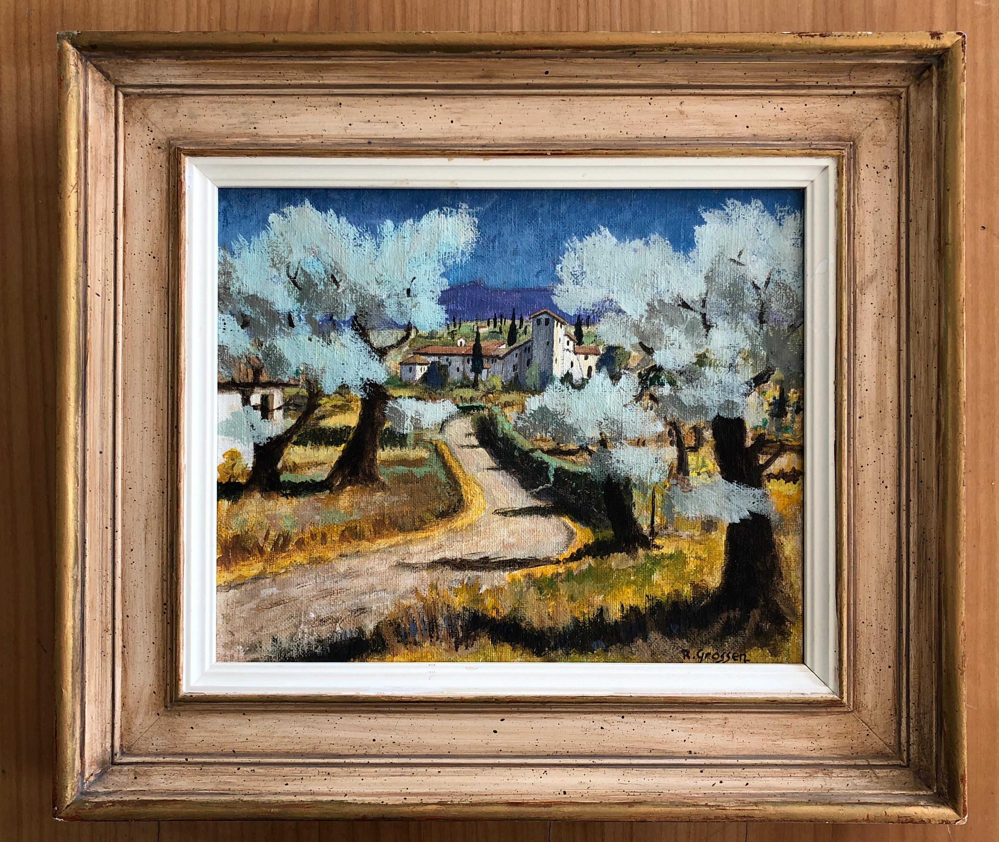 Ansicht einer Landschaft in der Toskana, Italien (Braun), Landscape Painting, von René Grossen