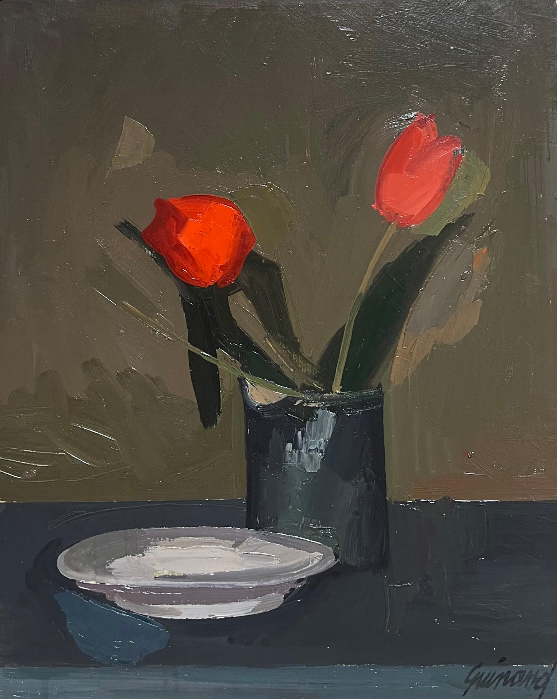 Rote Tulpen in einer Vase 
von René GUINAND (1892-1983)
verso datiert
Öl auf Karton, ungerahmt
Brett: 20 x 16 Zoll
Provenienz: Privatsammlung, Frankreich
Condit: ein paar kleine Schrammen, aber sehr guter Zustand

Beschreibung:
Dieses bezaubernde