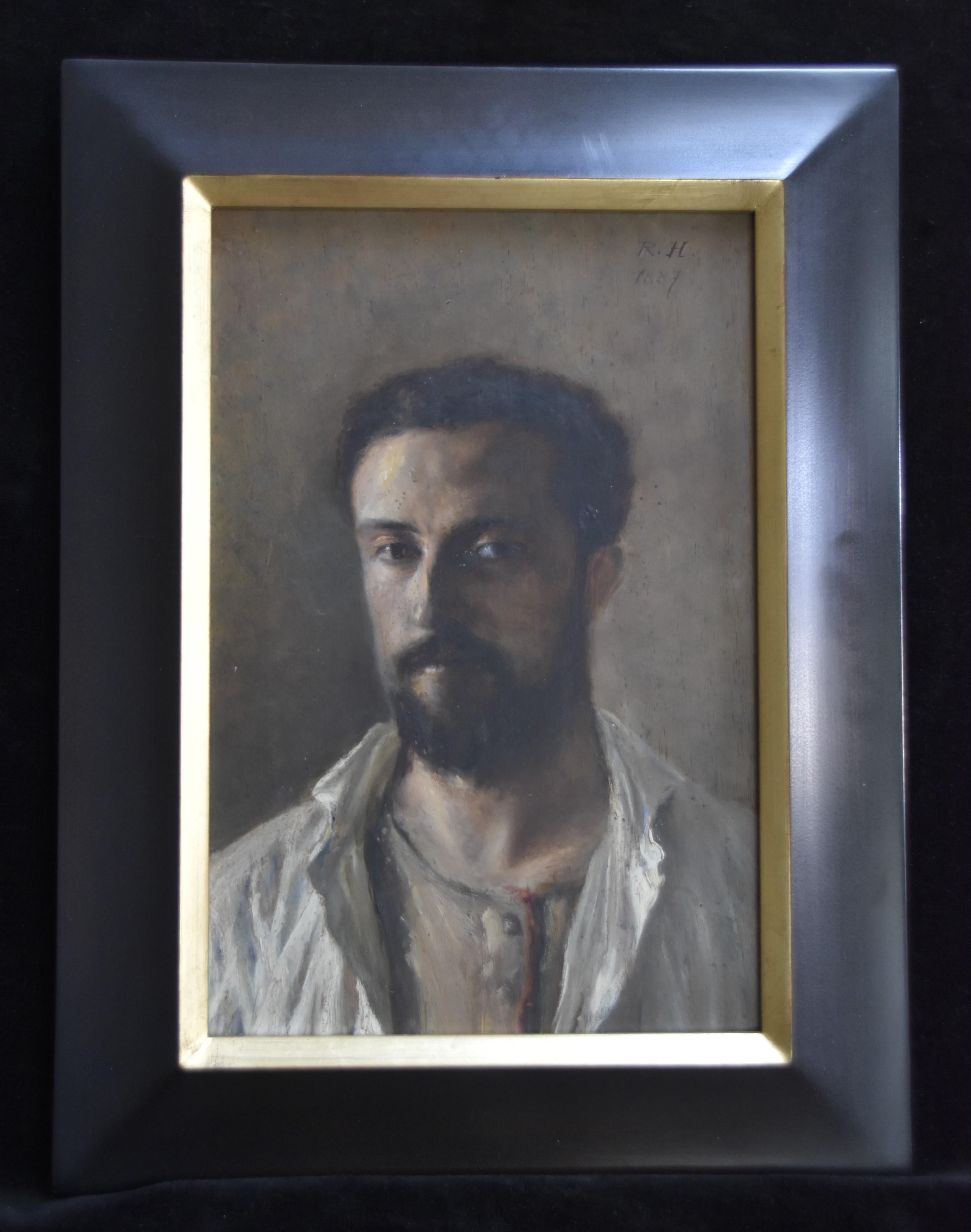 René Hérisson (1857-1940) Selfportrait, 1887, oil on panel, signed and dated 10