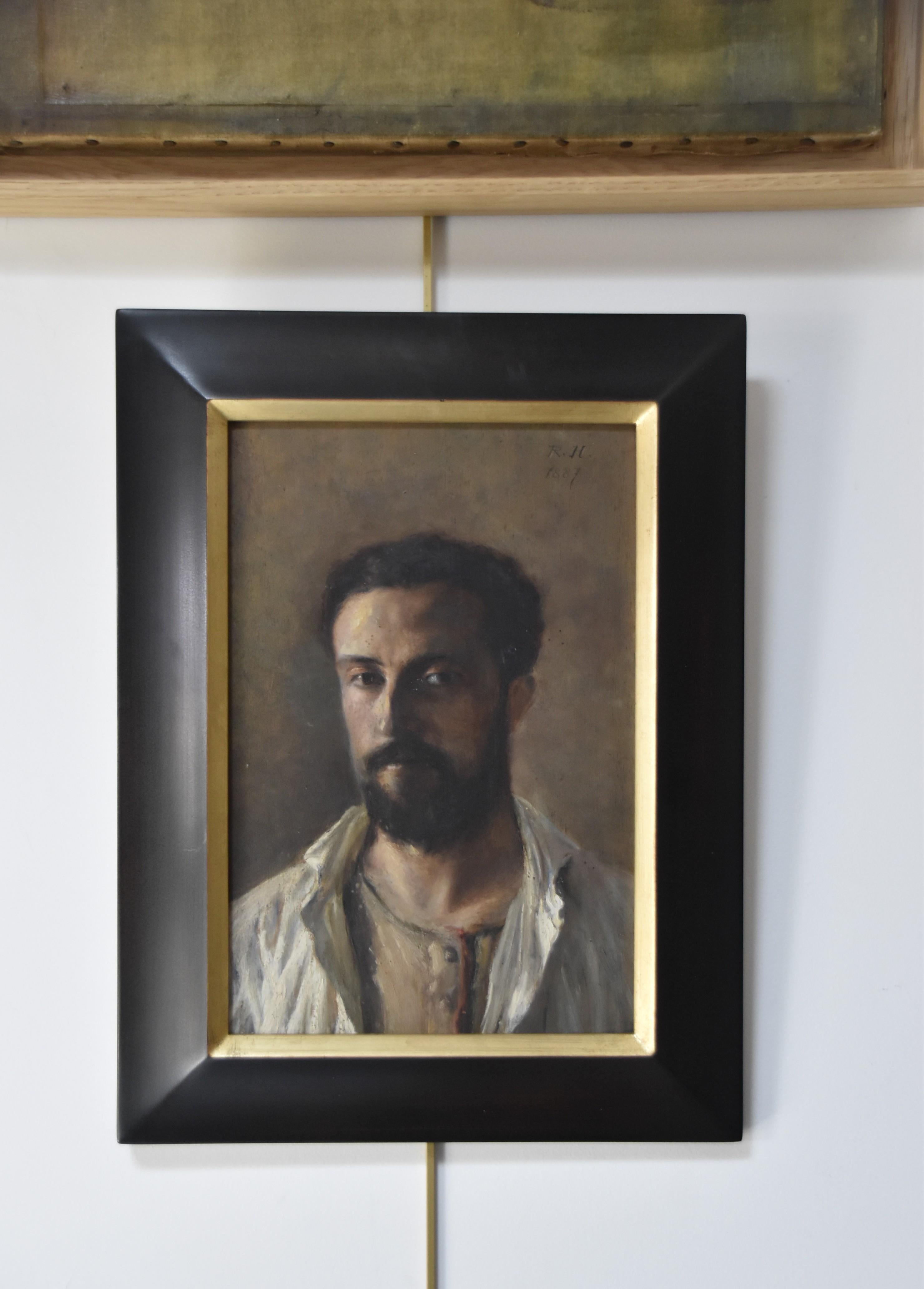 René Hérisson (1857-1940) Selfportrait, 1887, oil on panel, signed and dated 11