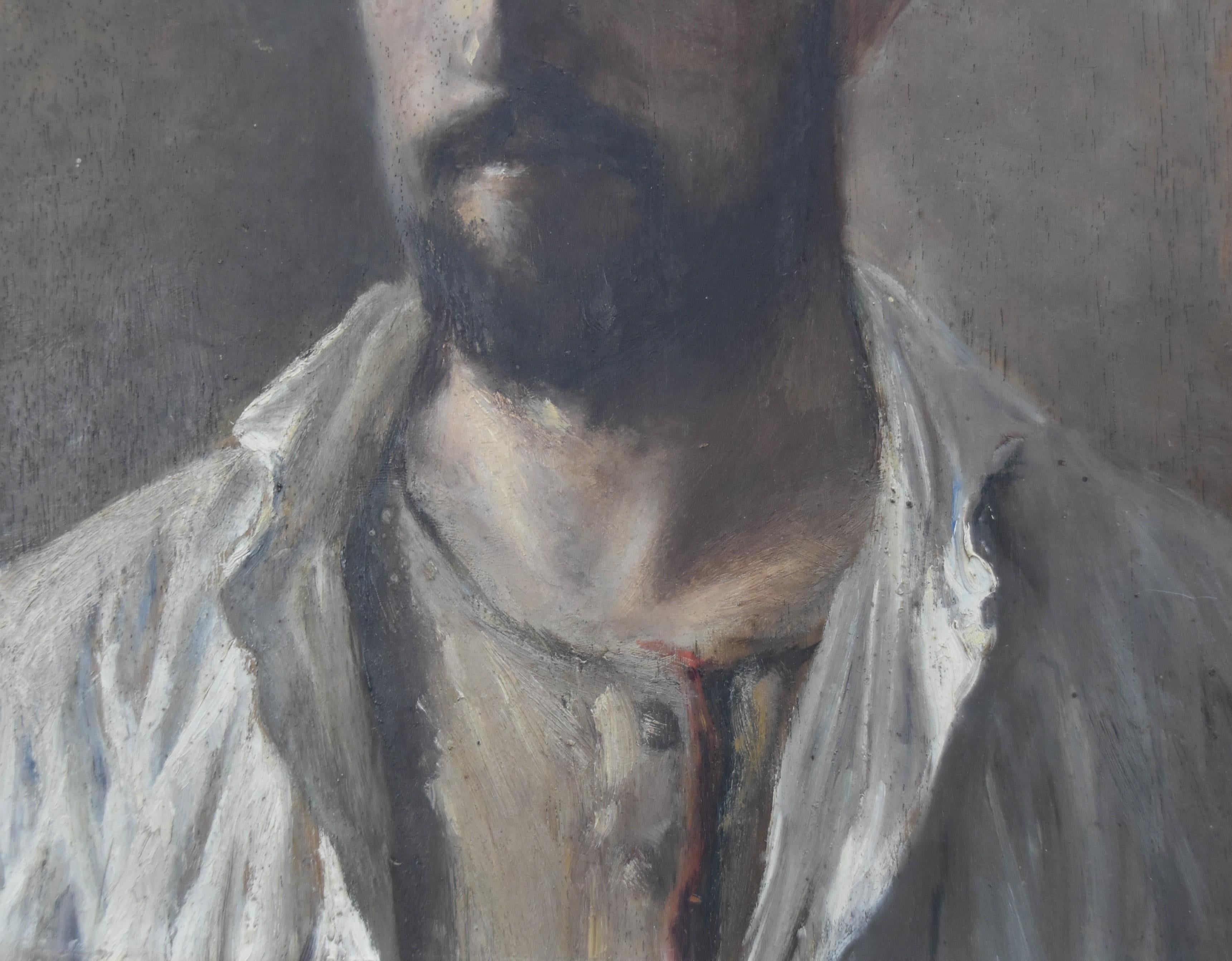 René Hérisson (1857-1940) Selfportrait, 1887, oil on panel, signed and dated 1