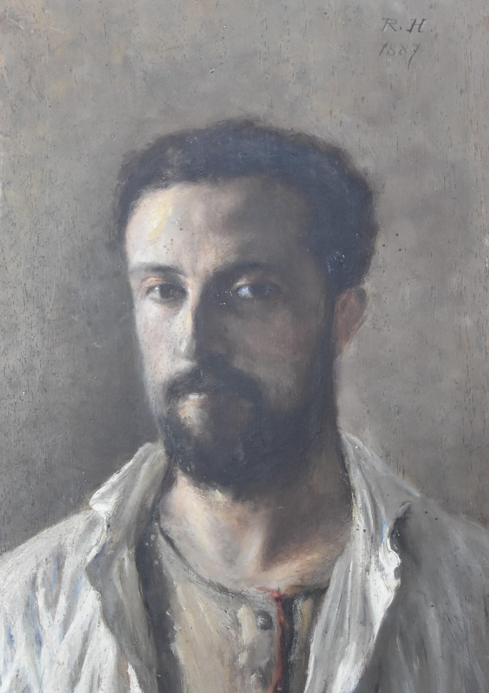 René Hérisson (1857-1940) Selfportrait, 1887, oil on panel, signed and dated 2