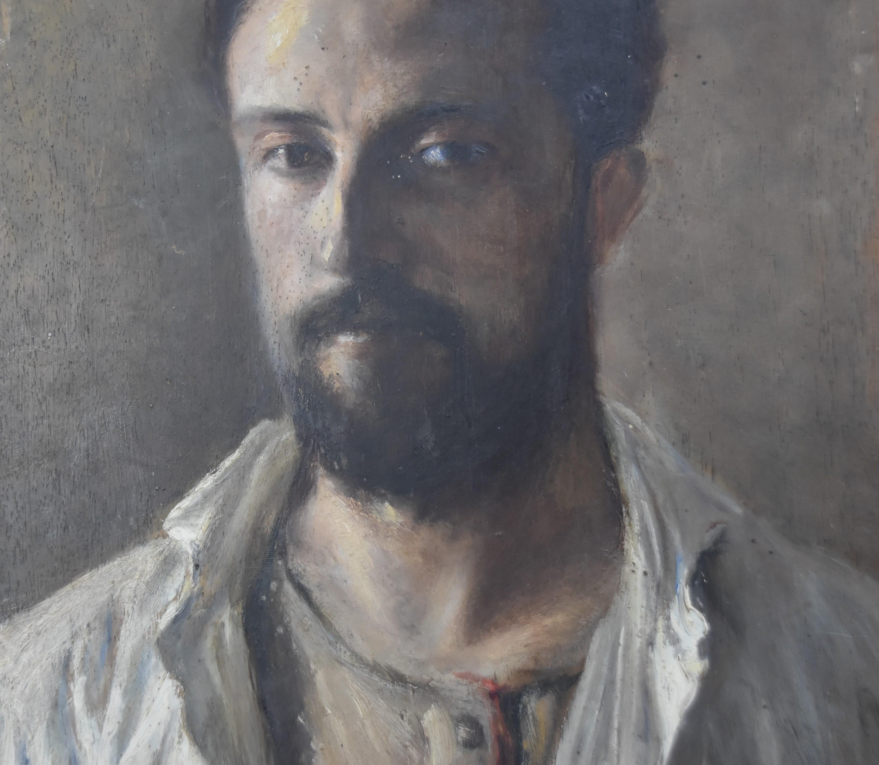 René Hérisson (1857-1940) Selfportrait, 1887, oil on panel, signed and dated 3