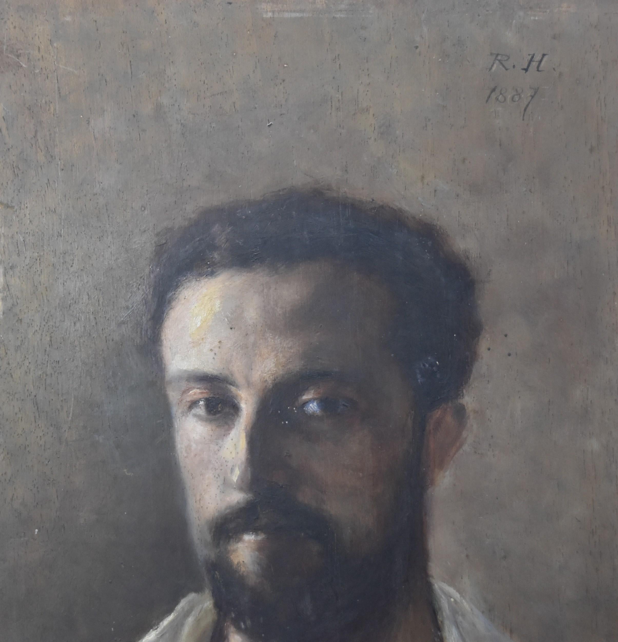 René Hérisson (1857-1940) Selfportrait, 1887, oil on panel, signed and dated 4