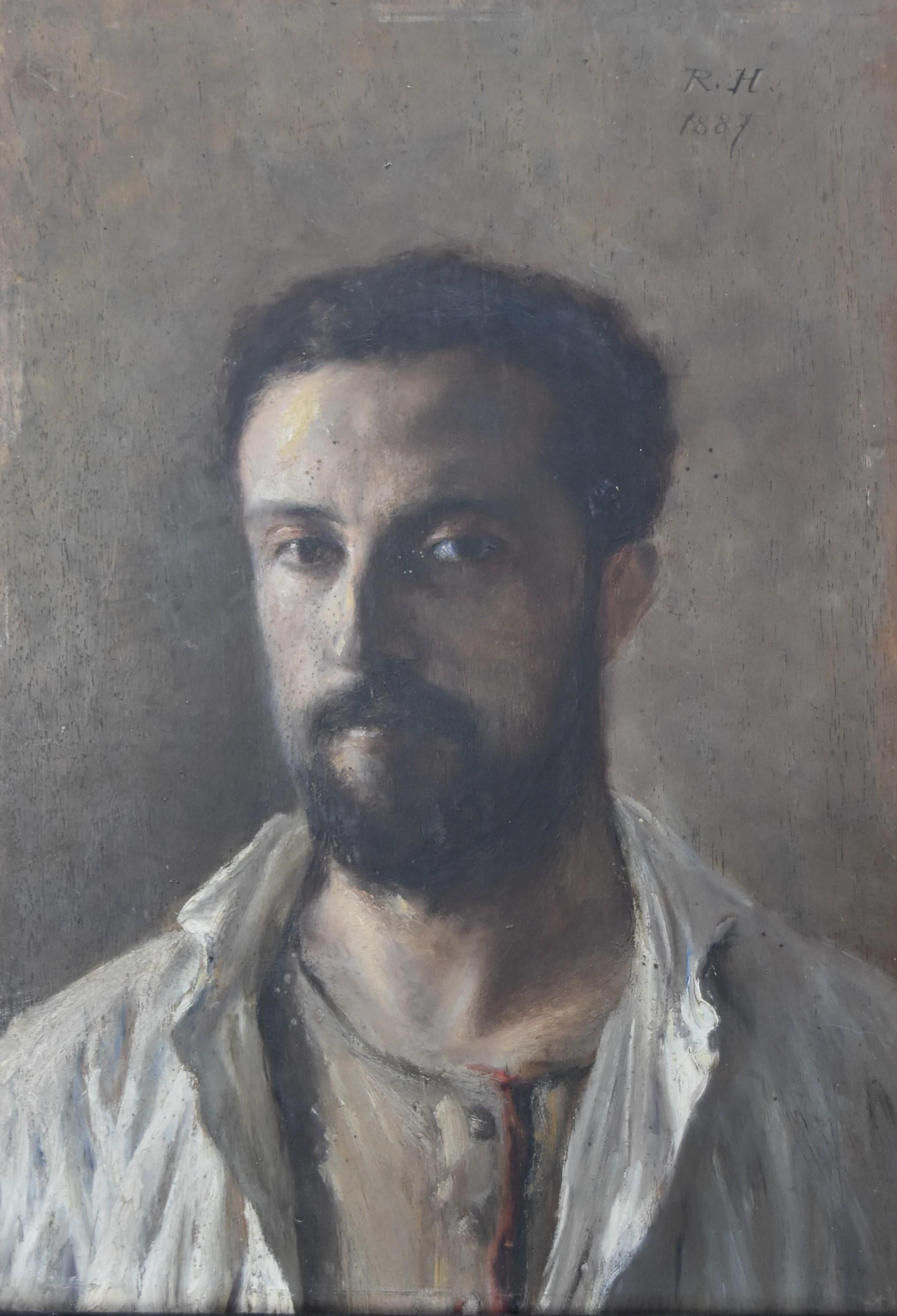 René Hérisson (1857-1940) Selfportrait, 1887, oil on panel, signed and dated 5