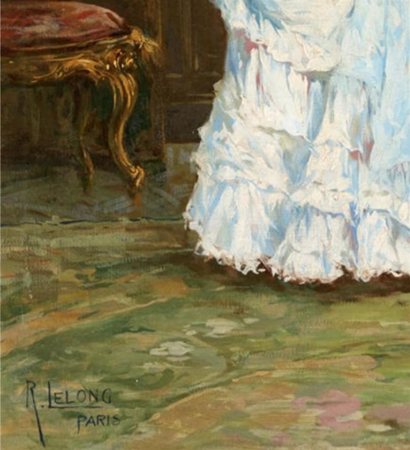 Lady in einem Schlossinterieur (Post-Impressionismus), Painting, von René Lelong 