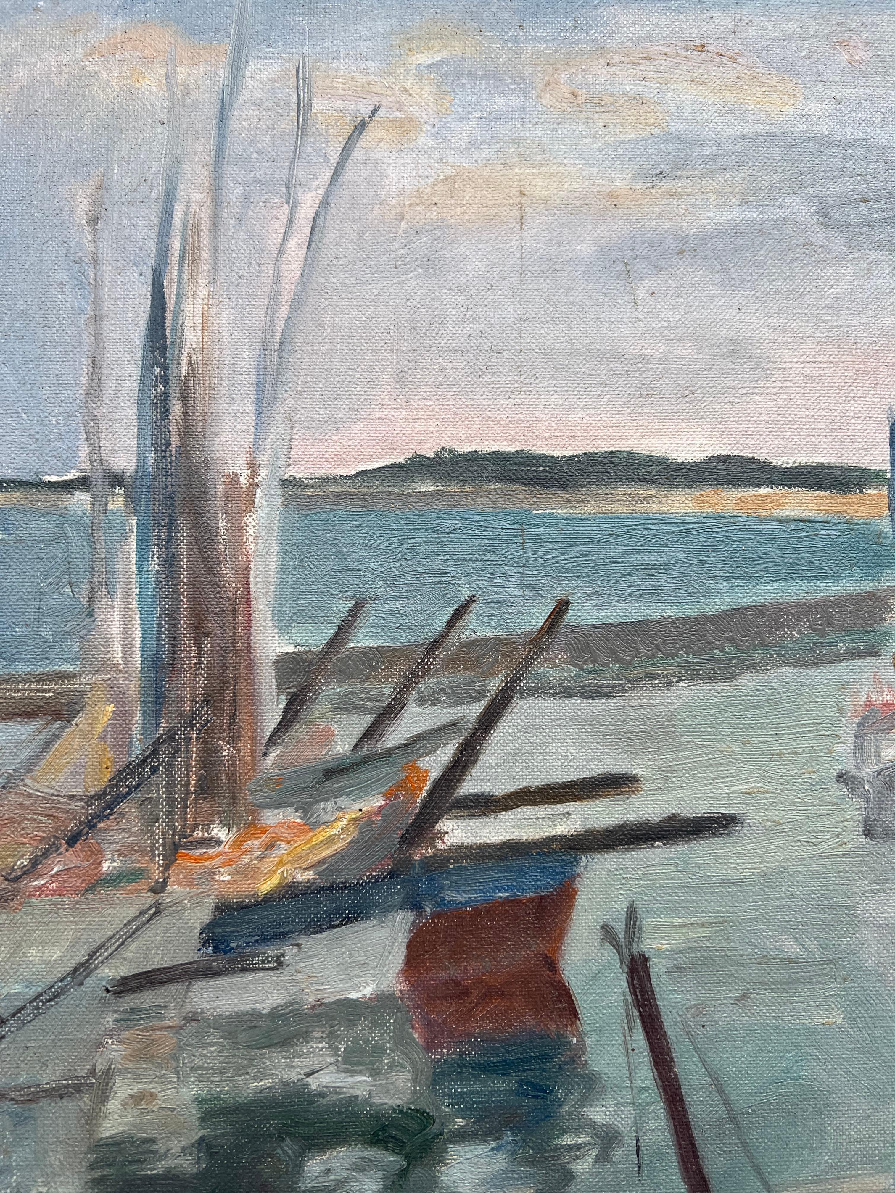 Ocean Landscape in Vendée (France), oil painting on canvas by René Levrel 3