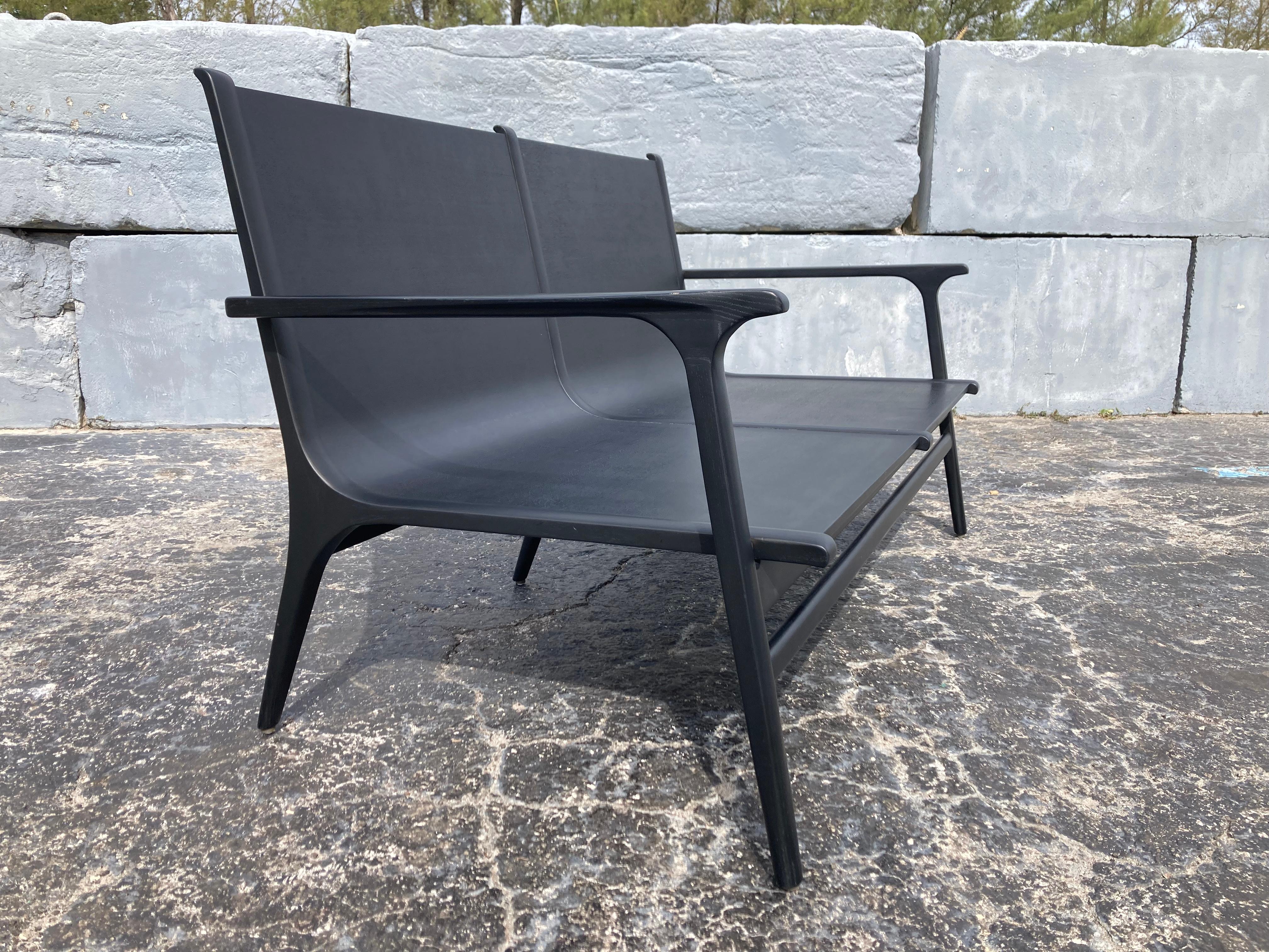 Rén Lounge Chair Canapé deux places Stellar Works Space Copenhagen, Oak Oak, Leather en vente 6