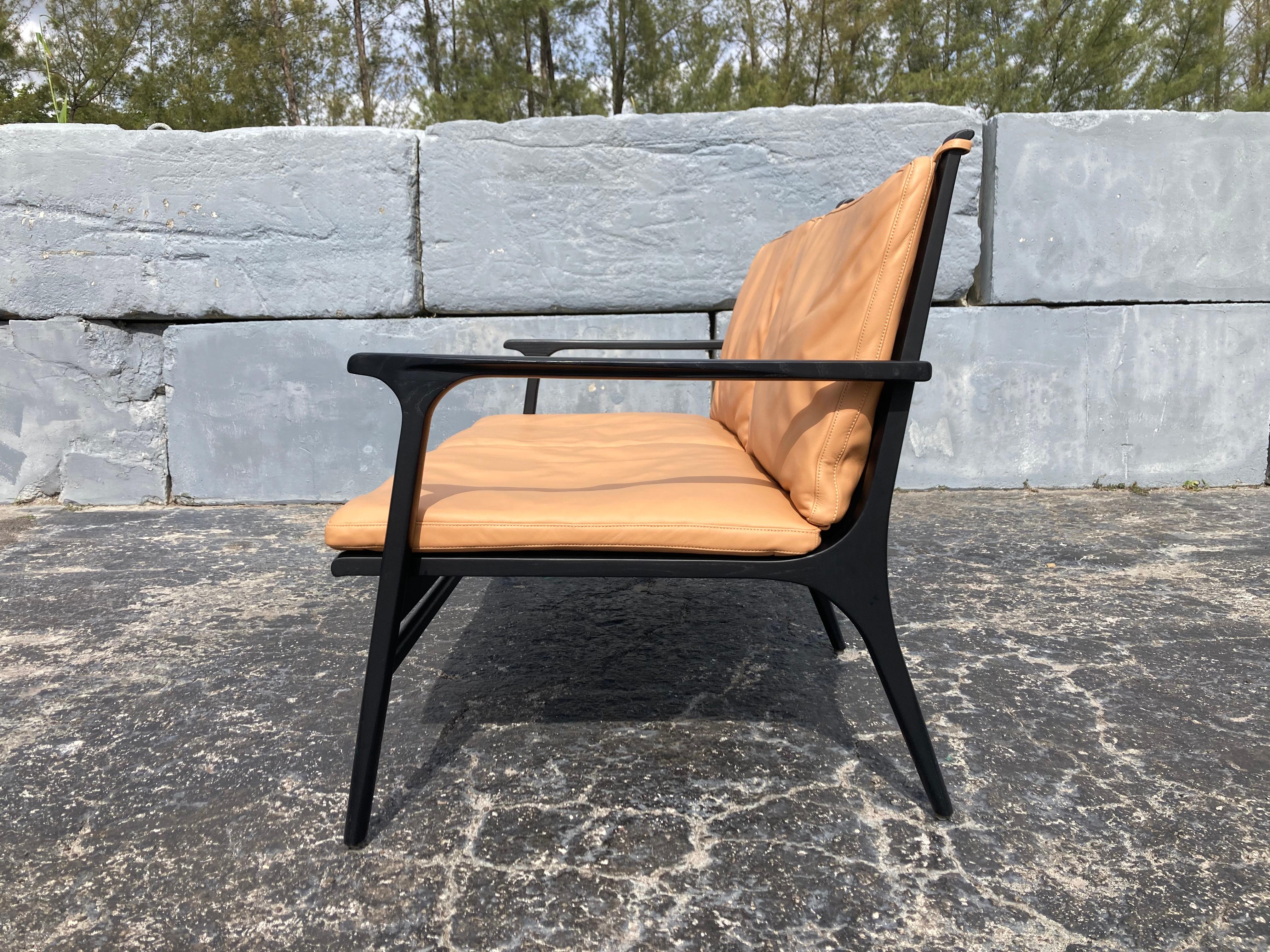 Rén Lounge Chair Canapé deux places Stellar Works Space Copenhagen, Oak Oak, Leather en vente 12